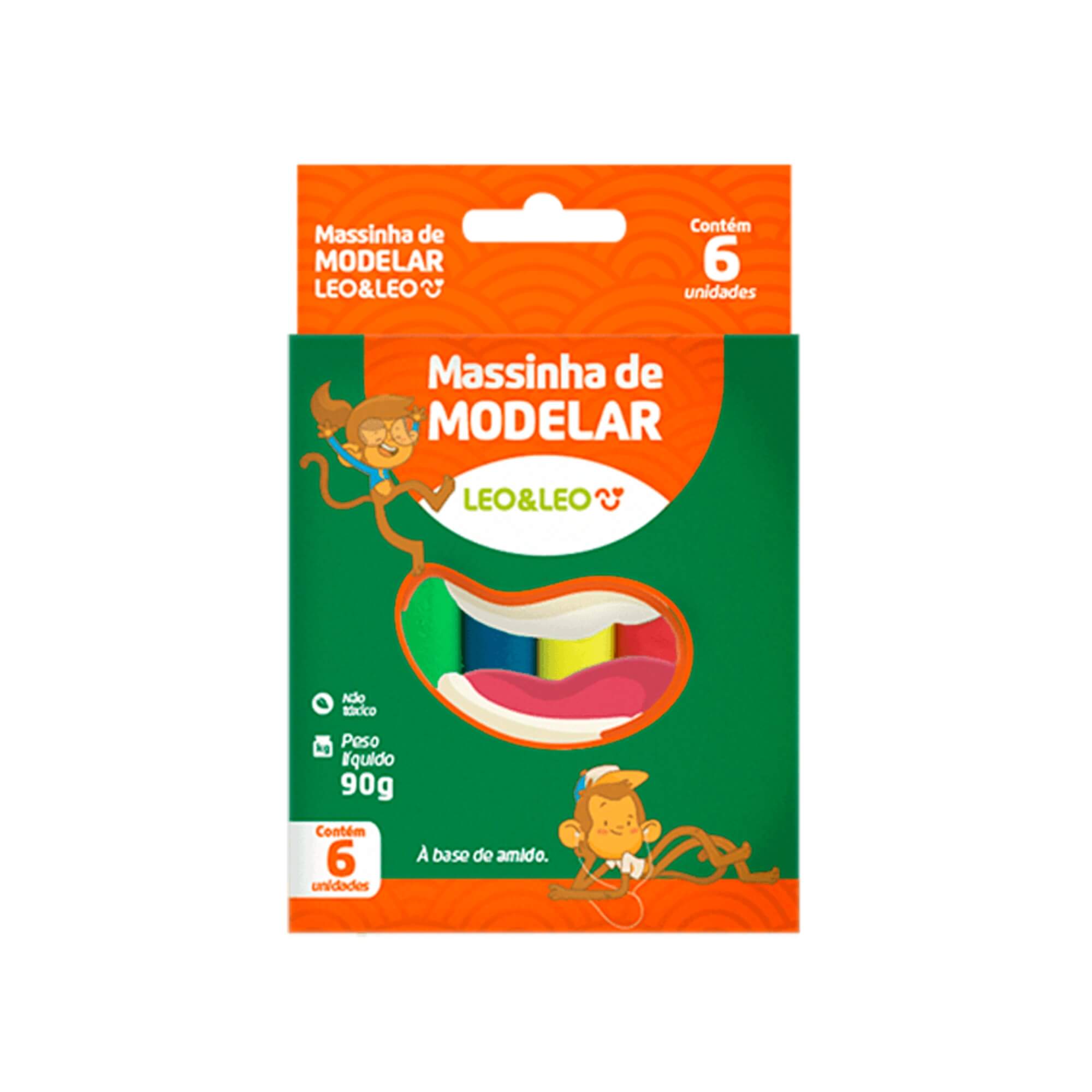 Massinha de Modelar 90g 6 Cores Amido (Pacote com 12 unidades) Leo&Leo Leonora - 4357