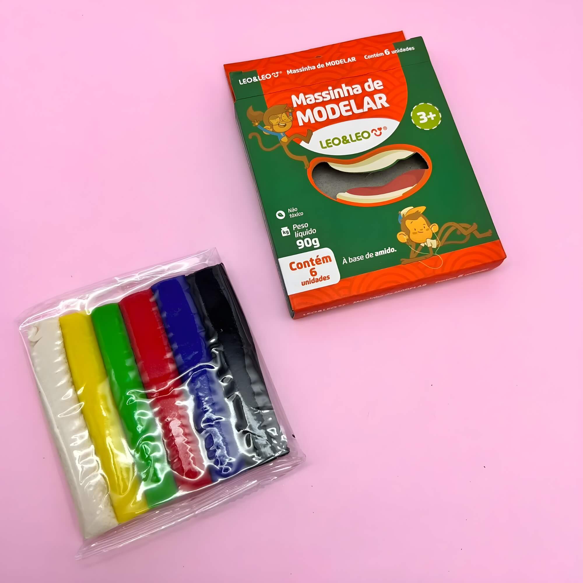 Massinha de Modelar 90g 6 Cores Amido (Pacote com 12 unidades) Leo&Leo Leonora - 4357