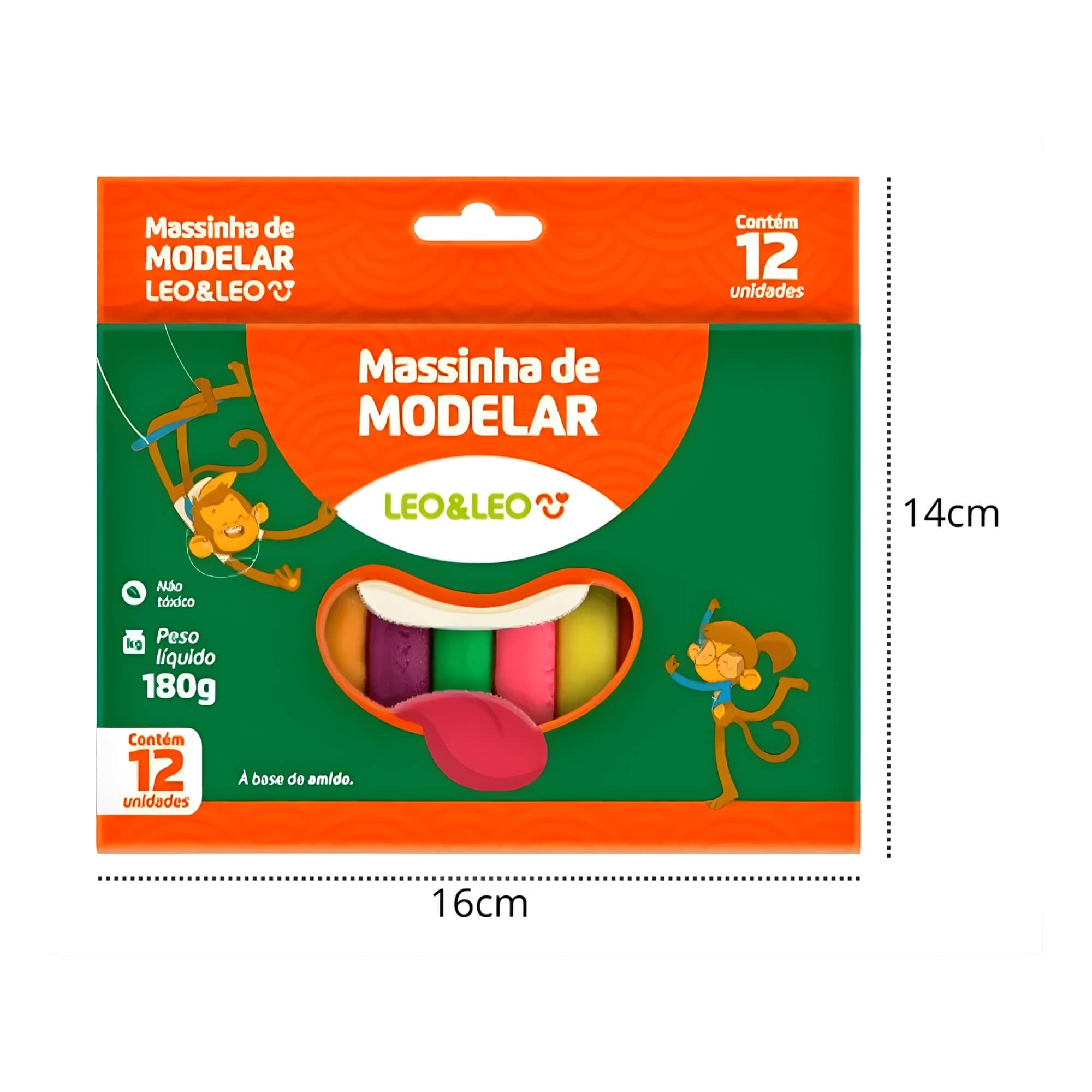 Massa de Modelar 180G 12 Cores Amido (Pacote com 12 unidades) Leo&Leo Leonora - 4358