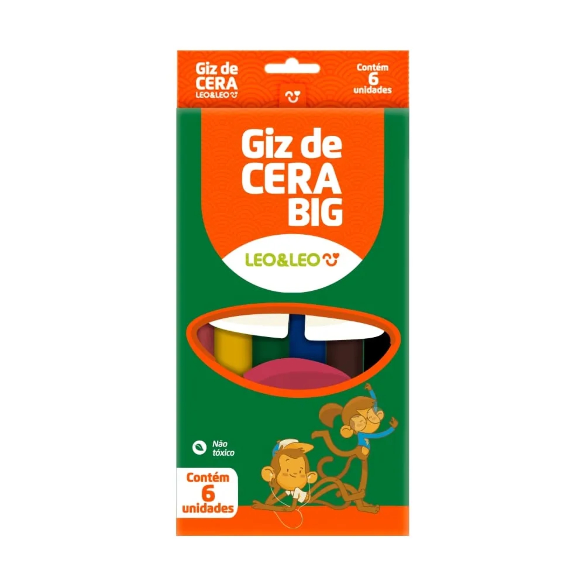 Giz de Cera Grosso 6 cores 10x100mm (Pacote com 12 unidades) Leo&Leo Leonora - 4461