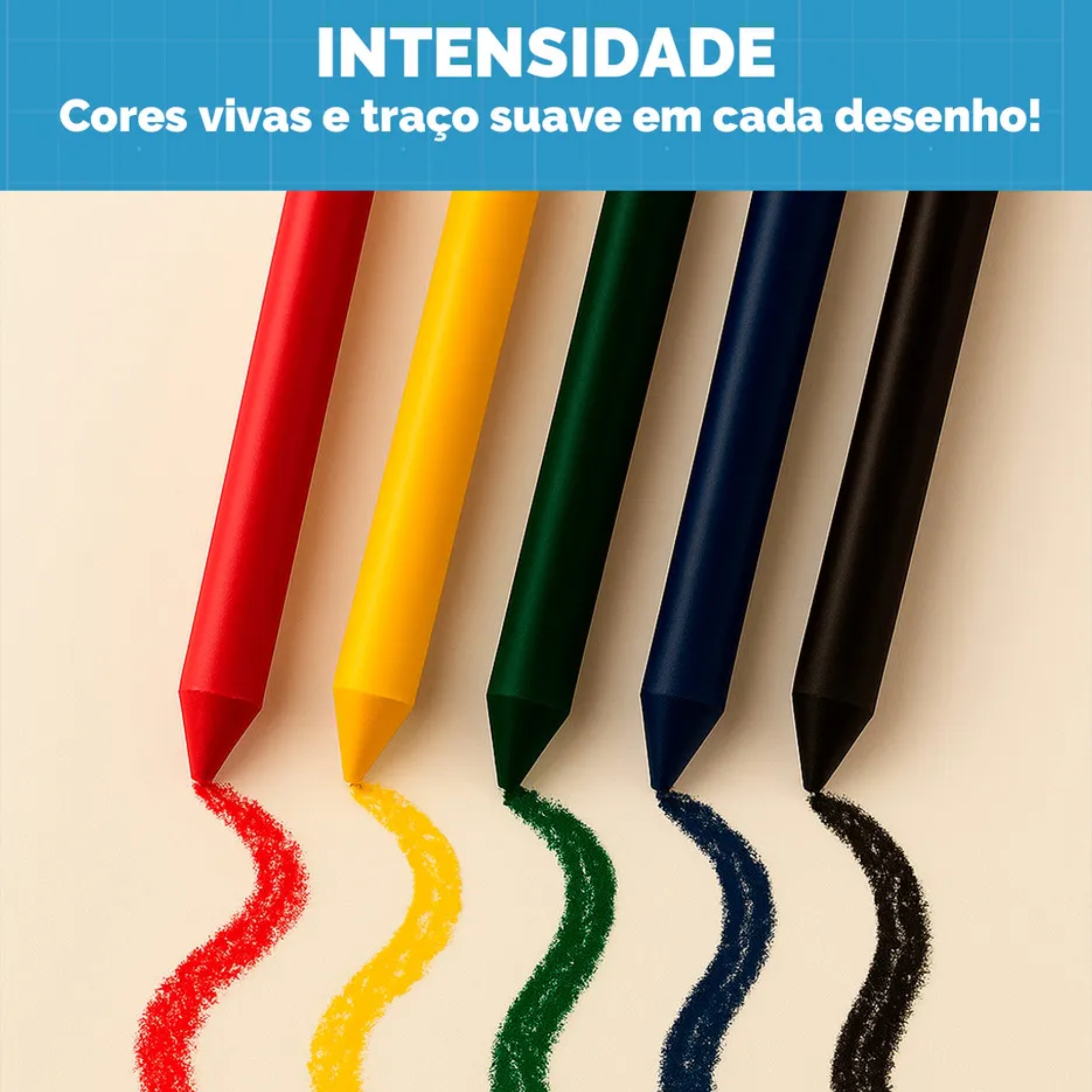 Giz de Cera Grosso 6 cores 10x100mm (Pacote com 12 unidades) Leo&Leo Leonora - 4461