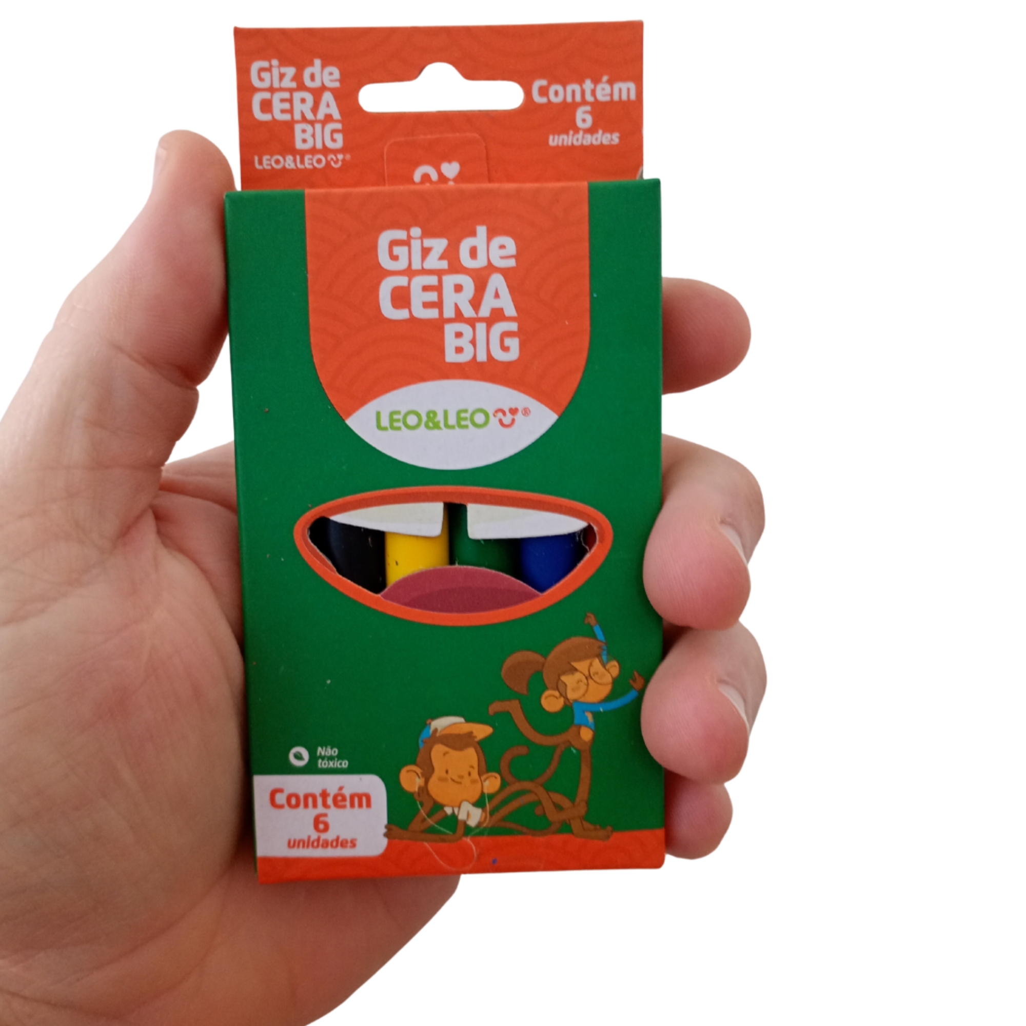 Giz de Cera Grosso 6 cores 10x100mm (Pacote com 12 unidades) Leo&Leo Leonora - 4461