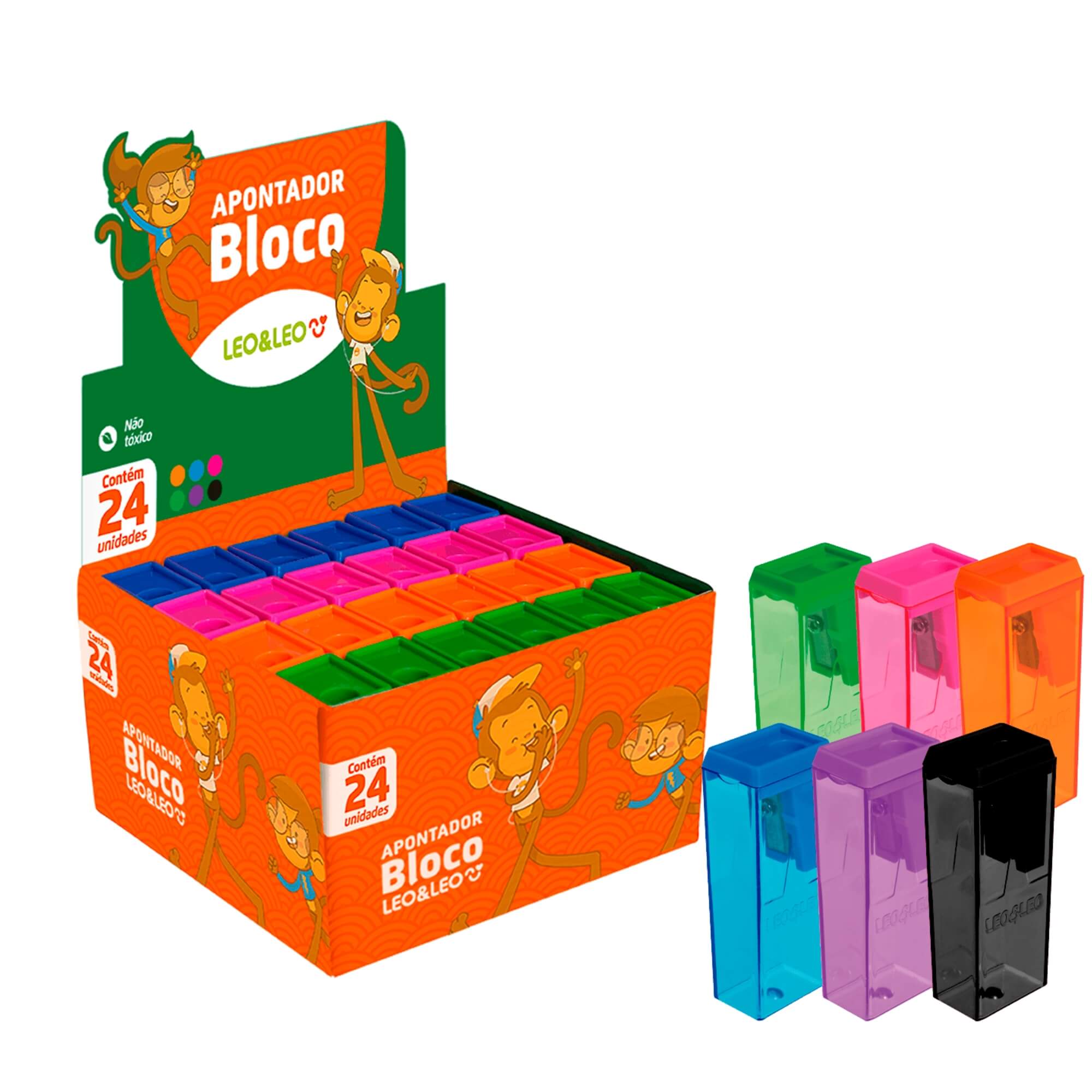 Apontador Bloco 6cm com Depósito (Caixa com 24 unidades) Leo&Leo Leonora - 4531