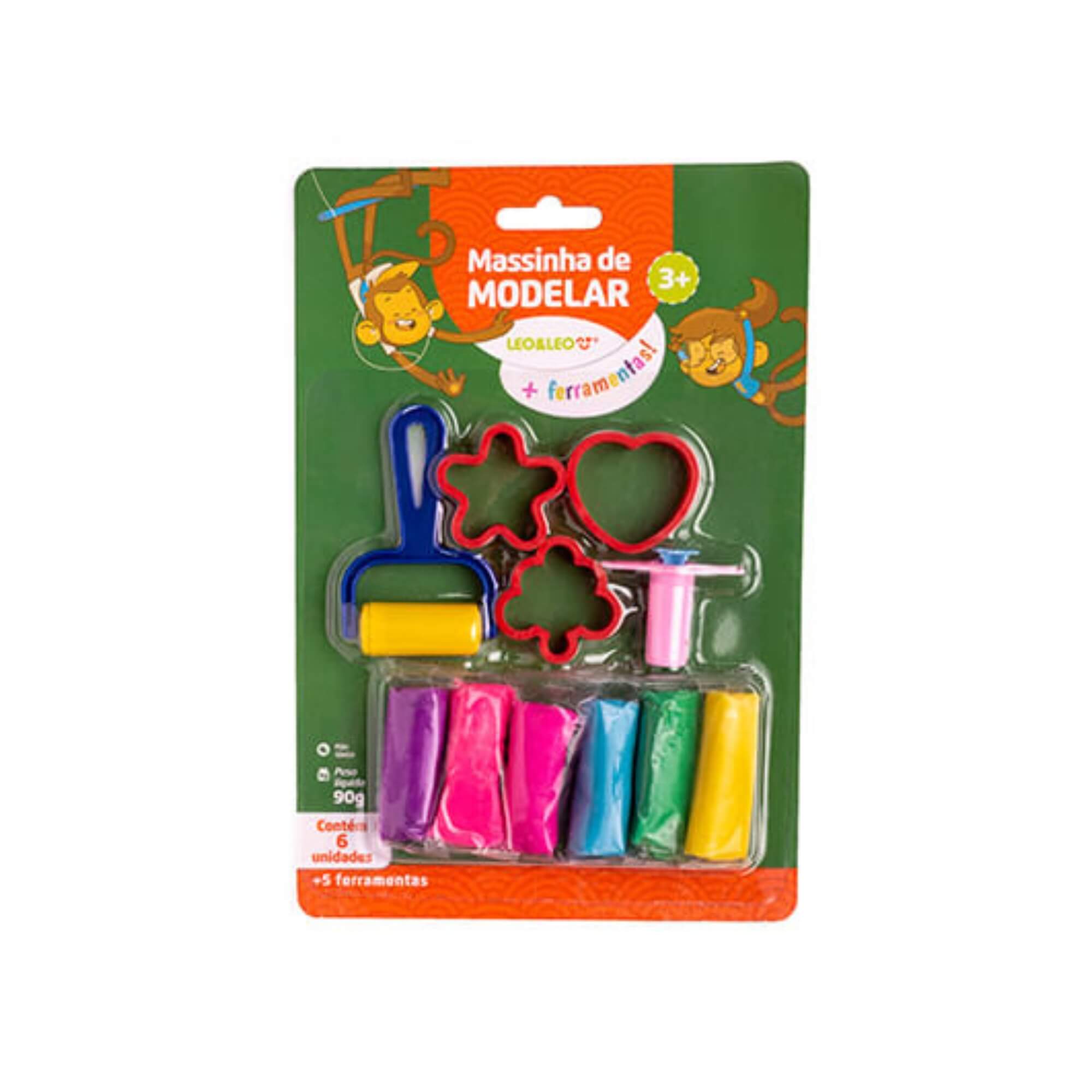 Kit Massa de Modelar 6 Cores + 5 Peças Leo&Leo Leonora - 73515