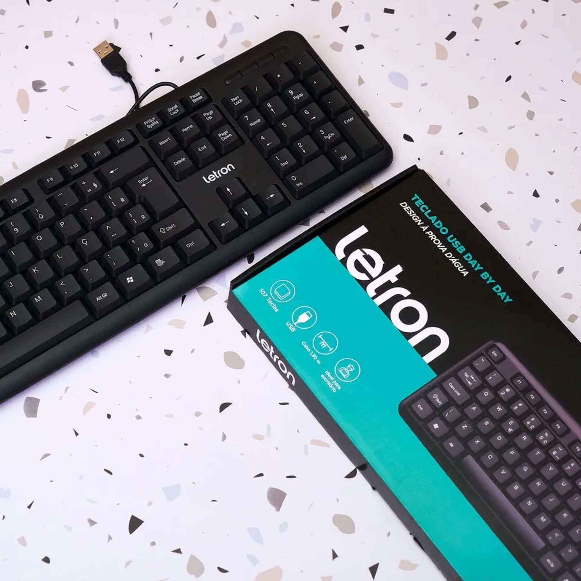 Teclado Padrão Ergonômico Modelo Abnt Preto Day By Day Letron Leonora - 74327