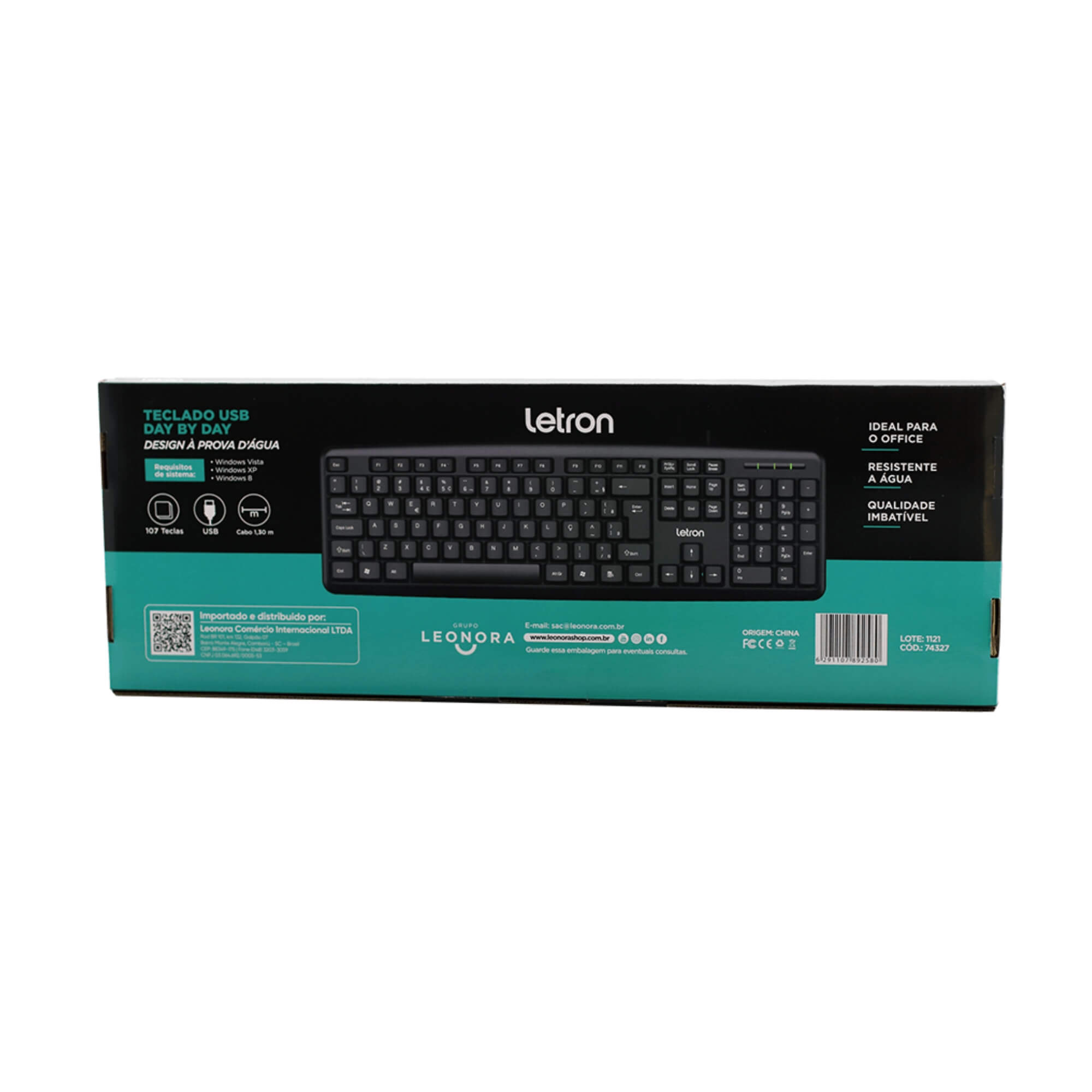 Teclado Padrão Ergonômico Modelo Abnt Preto Day By Day Letron Leonora - 74327