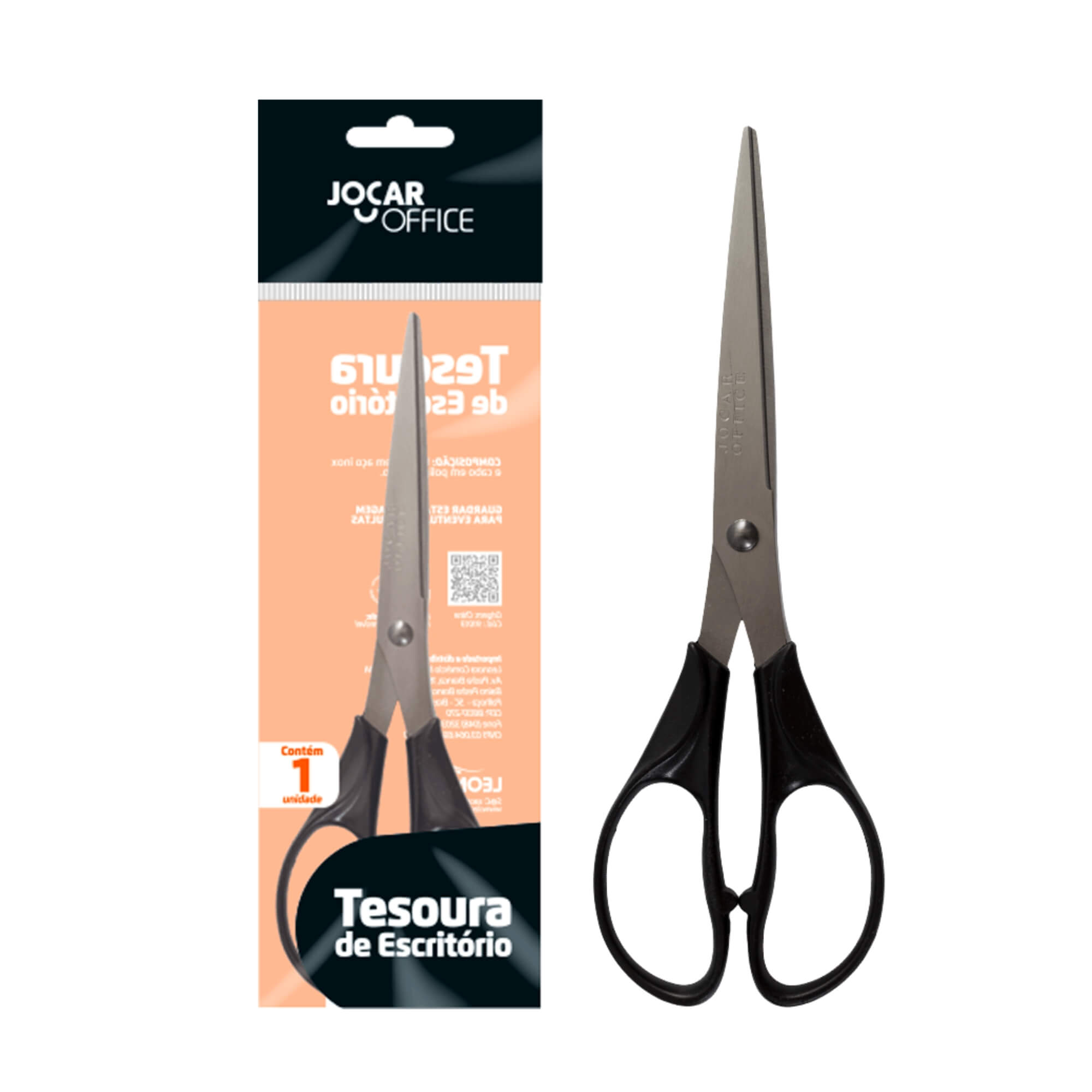 Tesoura de Escritório Inox 19,5cm (caixa com 12 unidades) Jocar Office Leonora - 91013
