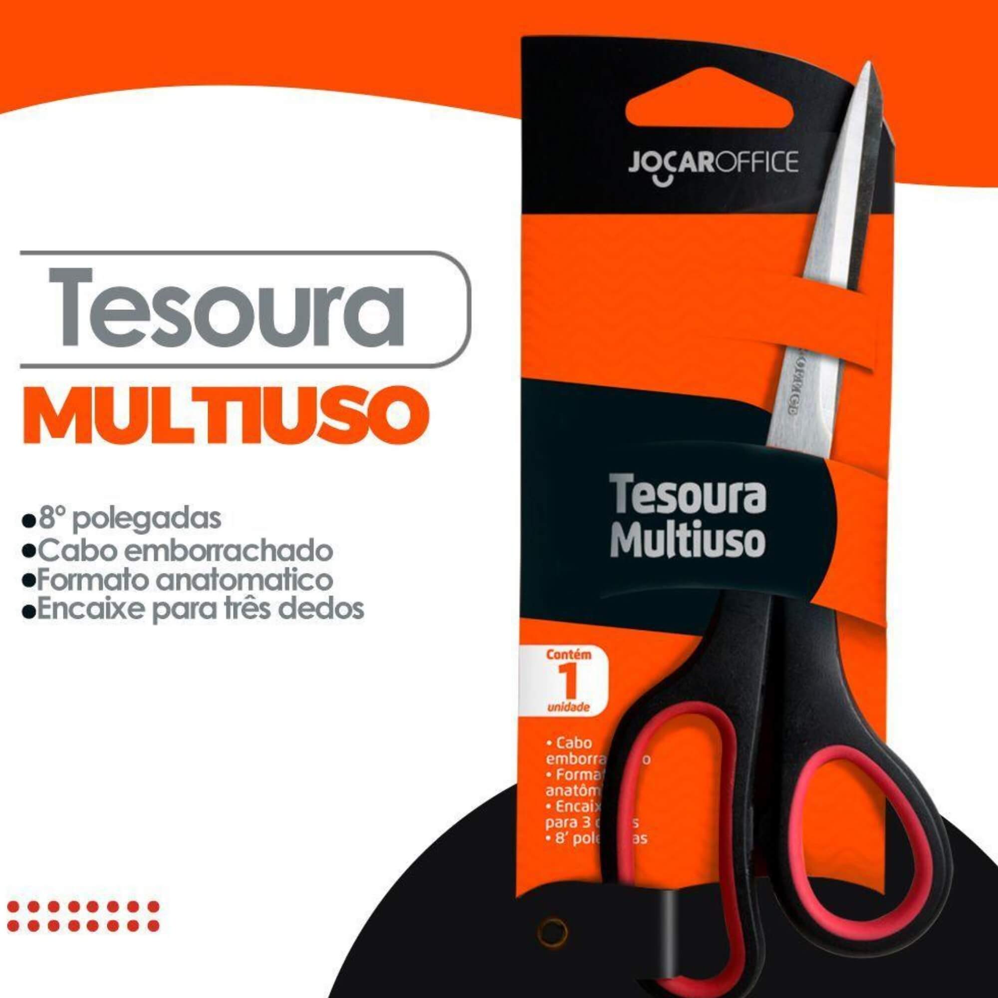 Tesoura Multiuso Inox 8" Polegadas 21cm Jocar Office Leonora - 91014