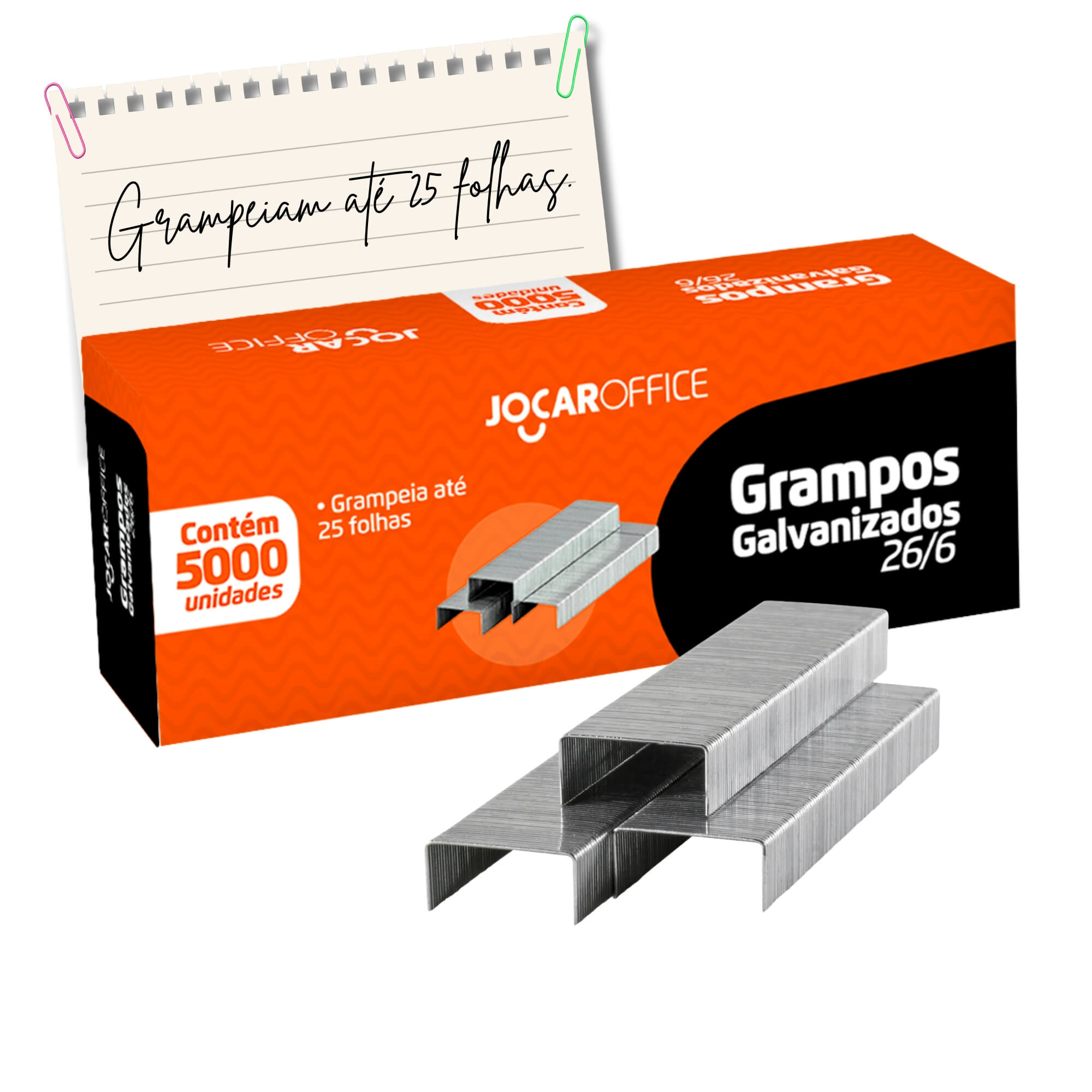 Grampo Galvanizado (26/6) Caixa c/ 5000 unidades Jocar Office Leonora - 93010