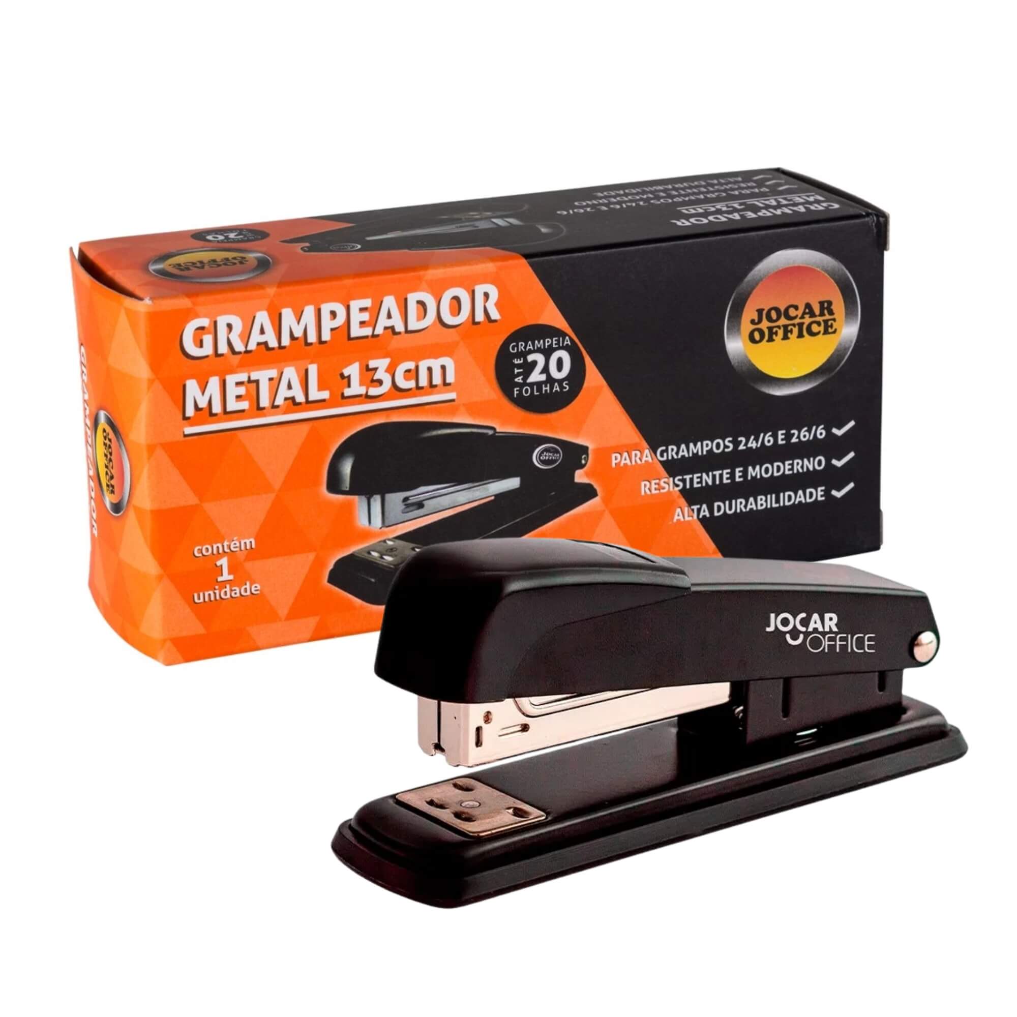Grampeador Metal 13cm Pequeno 25 Folhas Jocar Office Grampo 24/06 Leonora - 93014