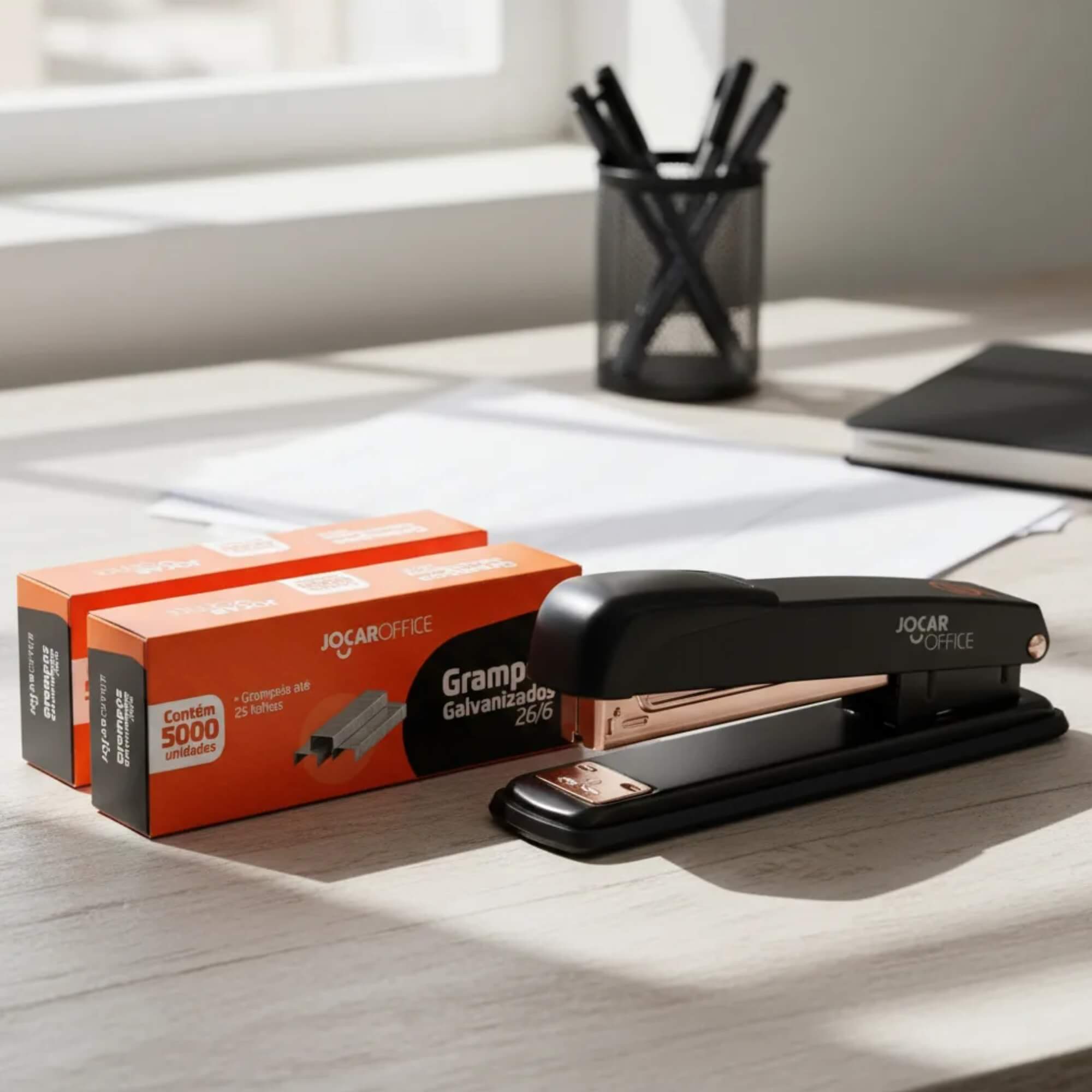 Grampeador Metal 15.5cm Pequeno 25 Folhas Jocar Office Leonora - 93015