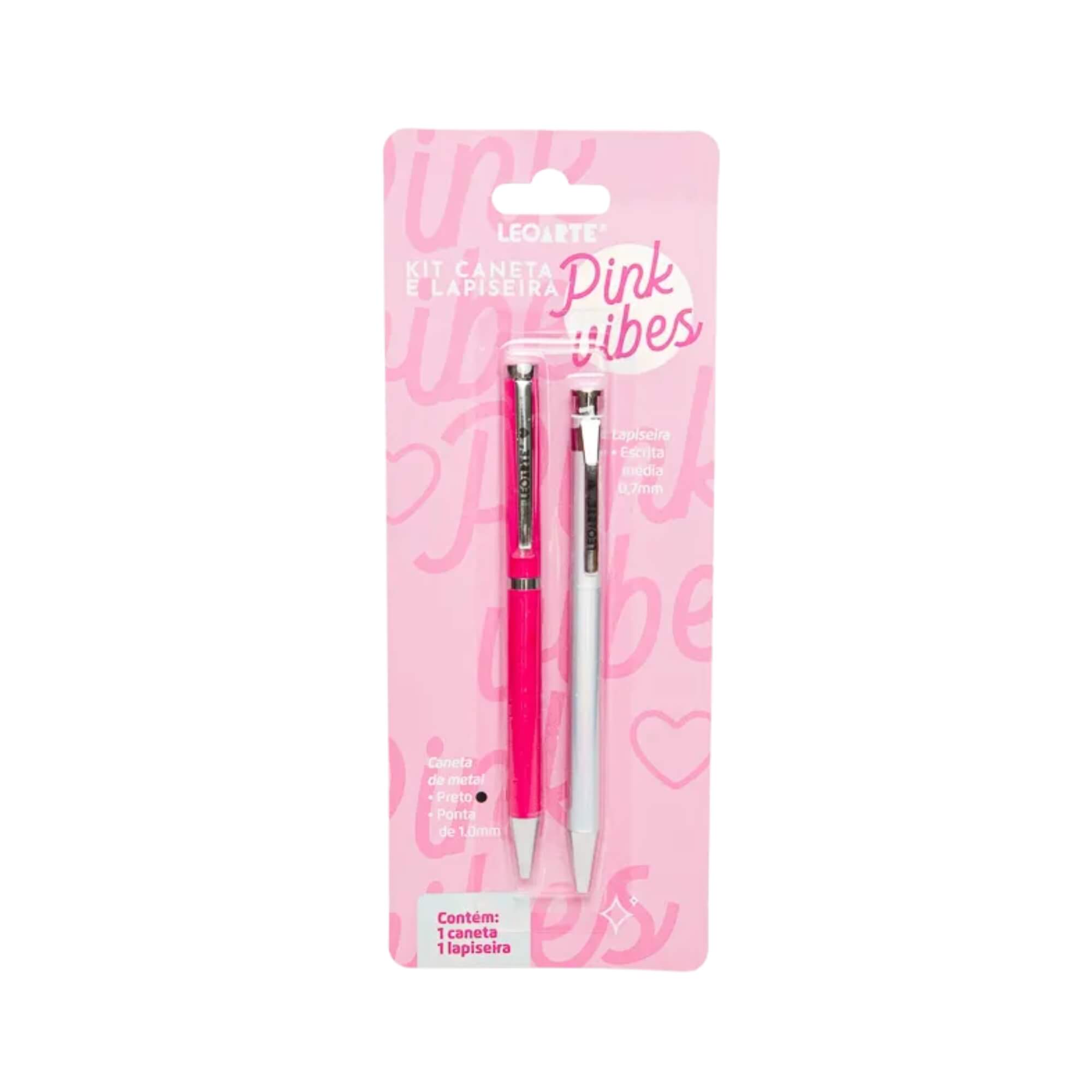 Kit Pink Vibes com 1 Caneta e 1 Lapiseira Leoarte Leonora - 96104