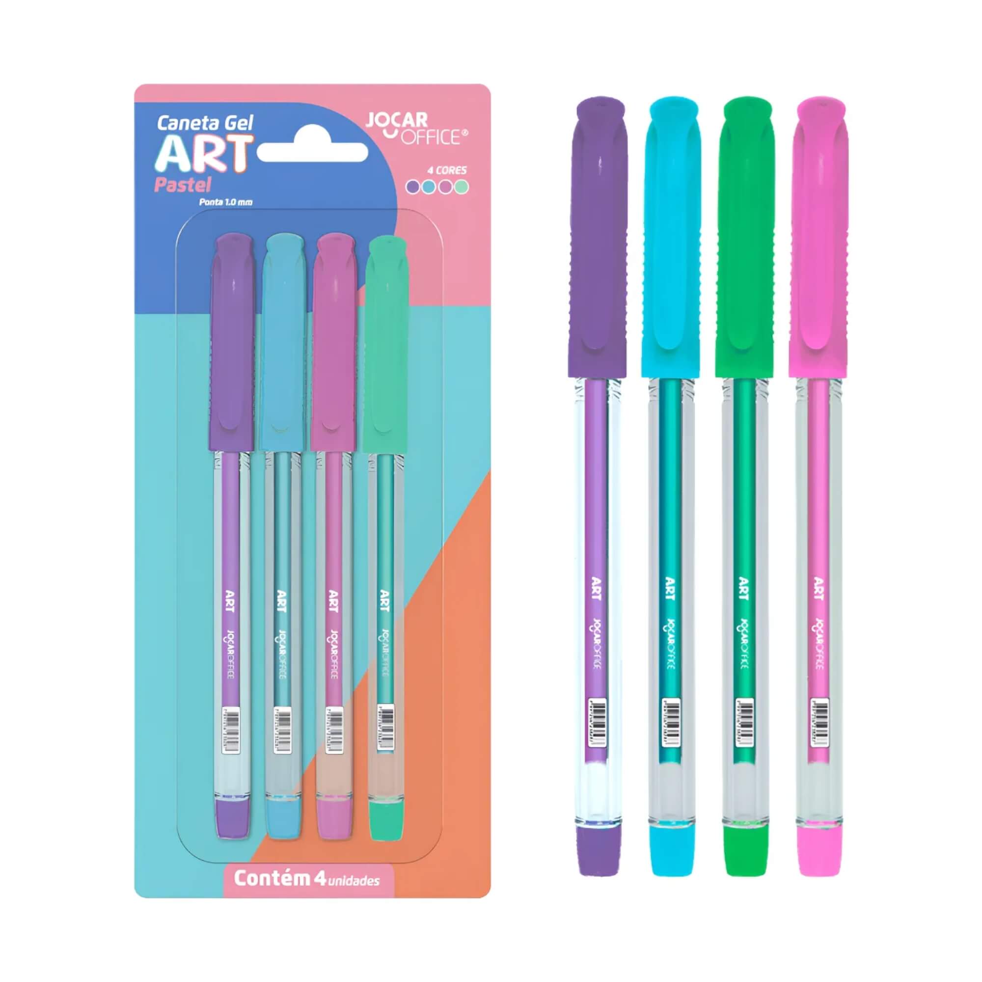 Caneta Gel Art 1.0 Pastel - Blister com 4 Unidades Jocar Office Leonora - 97929