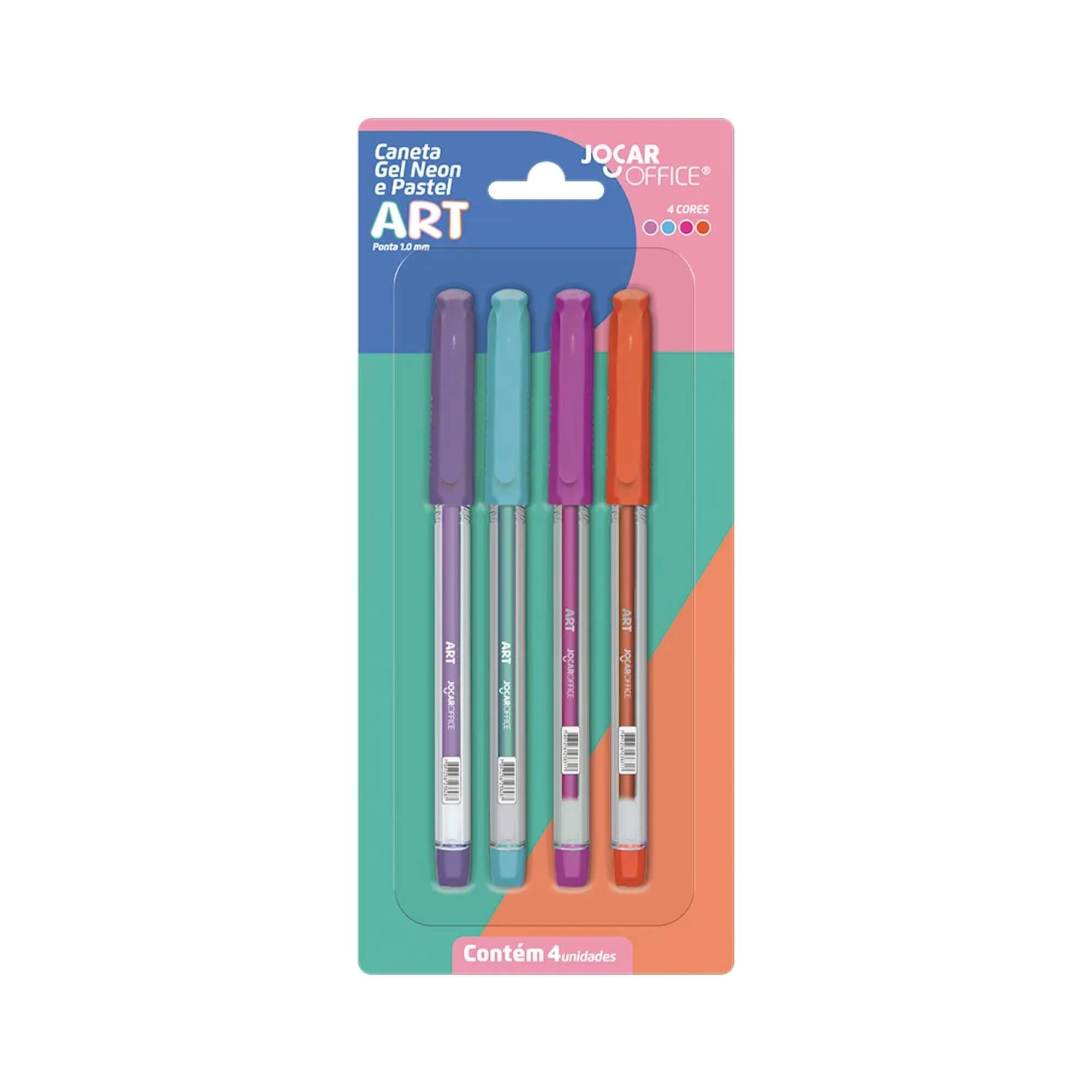 Caneta Gel Art 1.0 Pastel + Neon - Blister com 4 Unidades Jocar Office Leonora - 97932