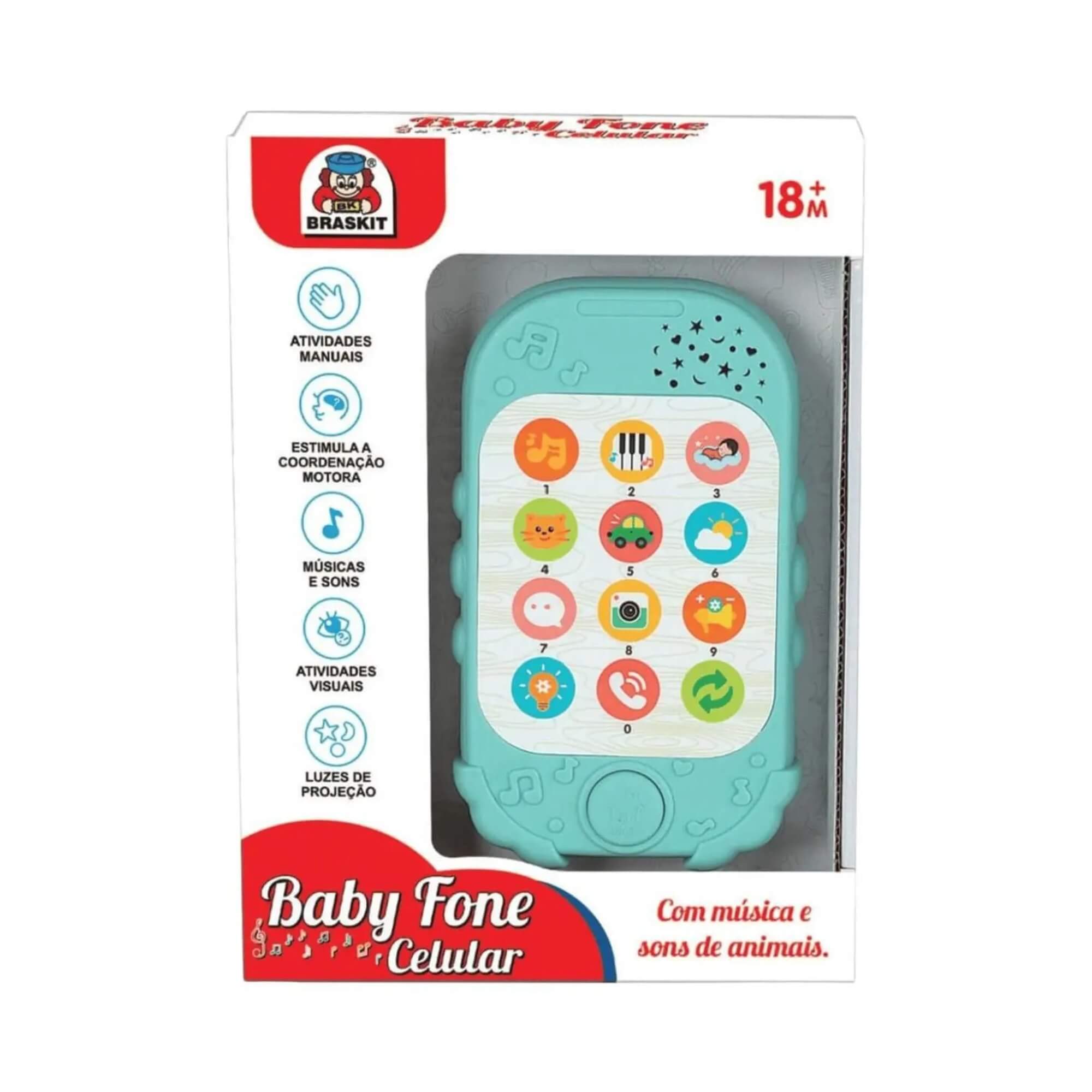 Brinquedo Baby Fone Celular com Som e Luz +18 Meses Braskit - 6007