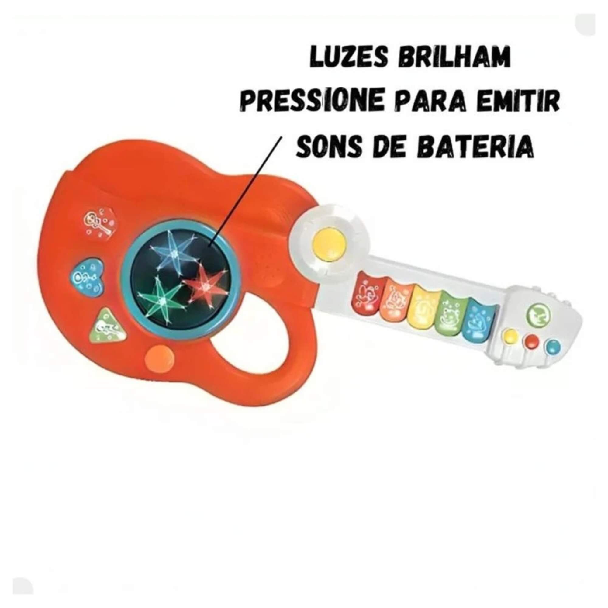 Brinquedo Instrumento Guitarra Piano e Tambor Musical Braskit - 6307