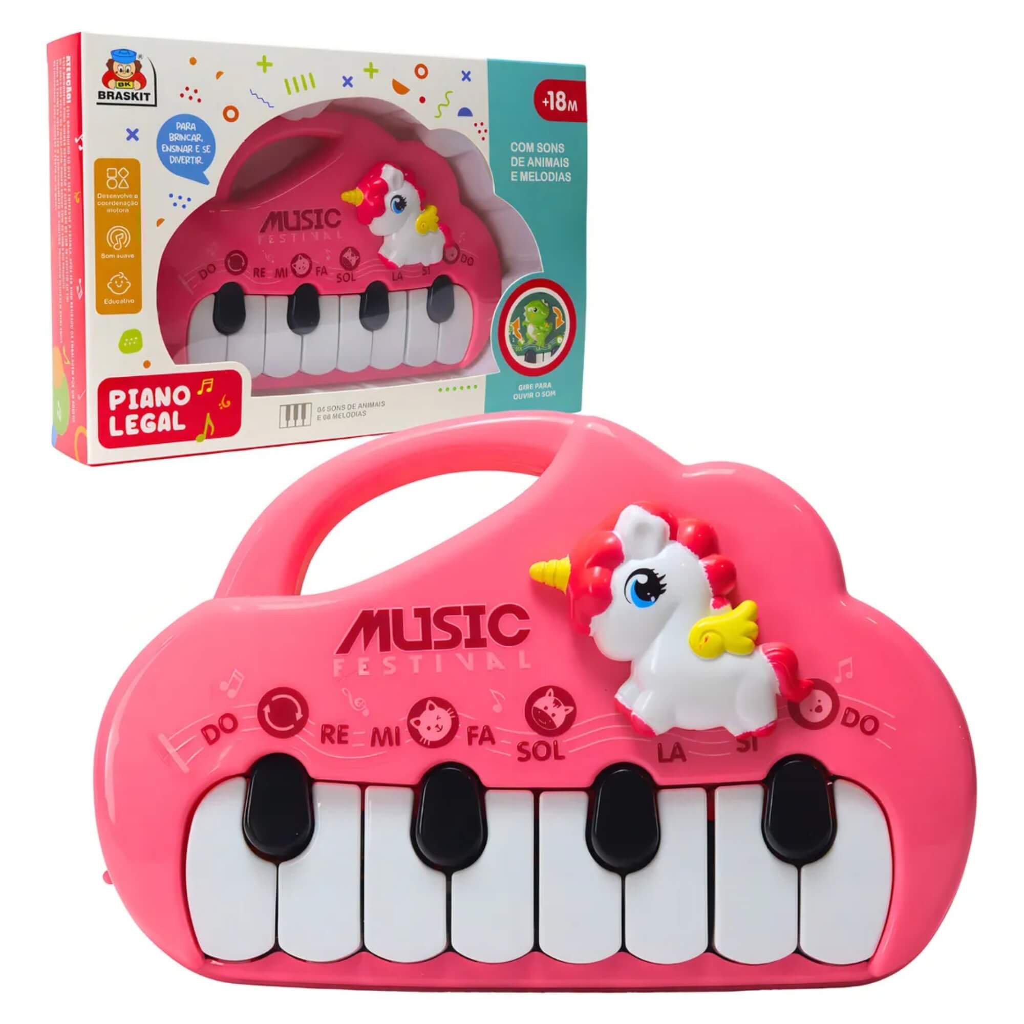 Brinquedo Unicórnio Legal Interativo Rosa Braskit - 20299