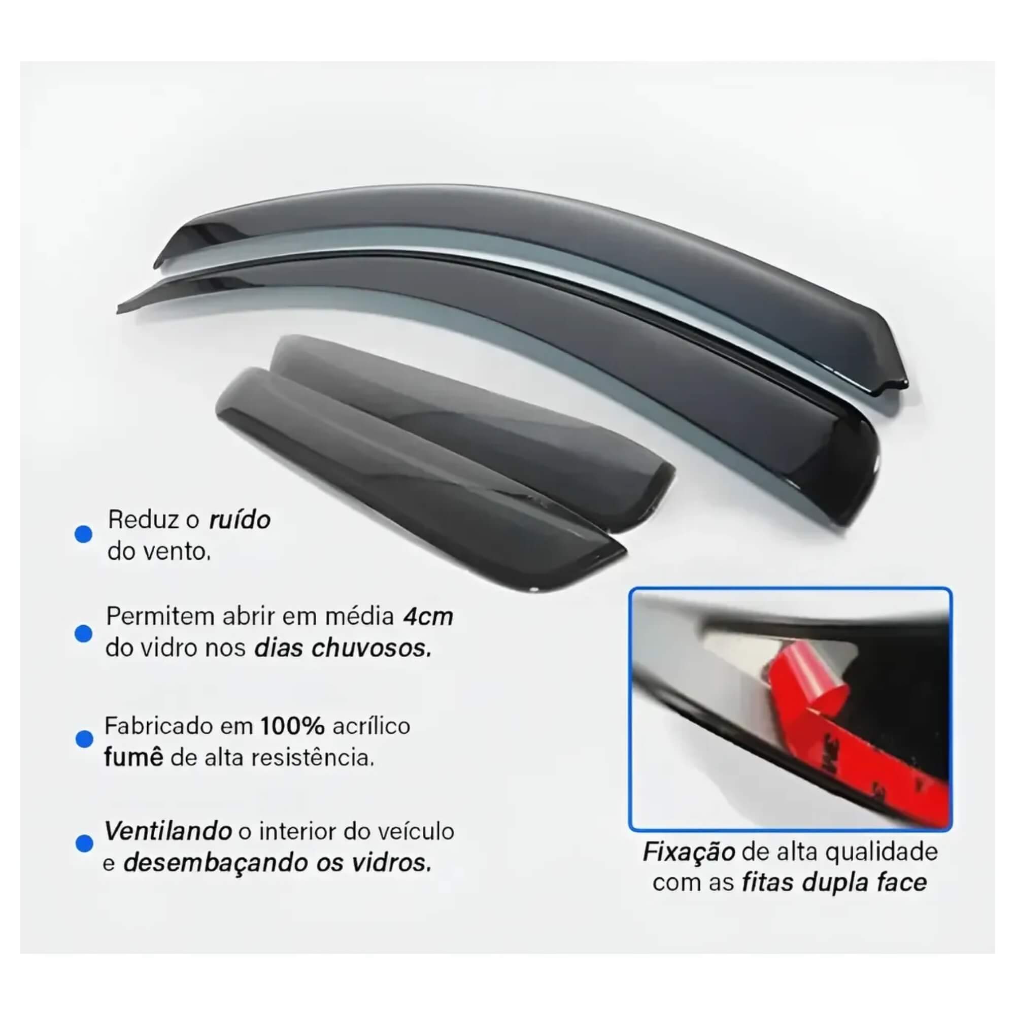 Defletor Calha de Chuva Gol/Voyage G5/G6/G7 2008 a 2023 4 Portas Ecoflex - 30007A