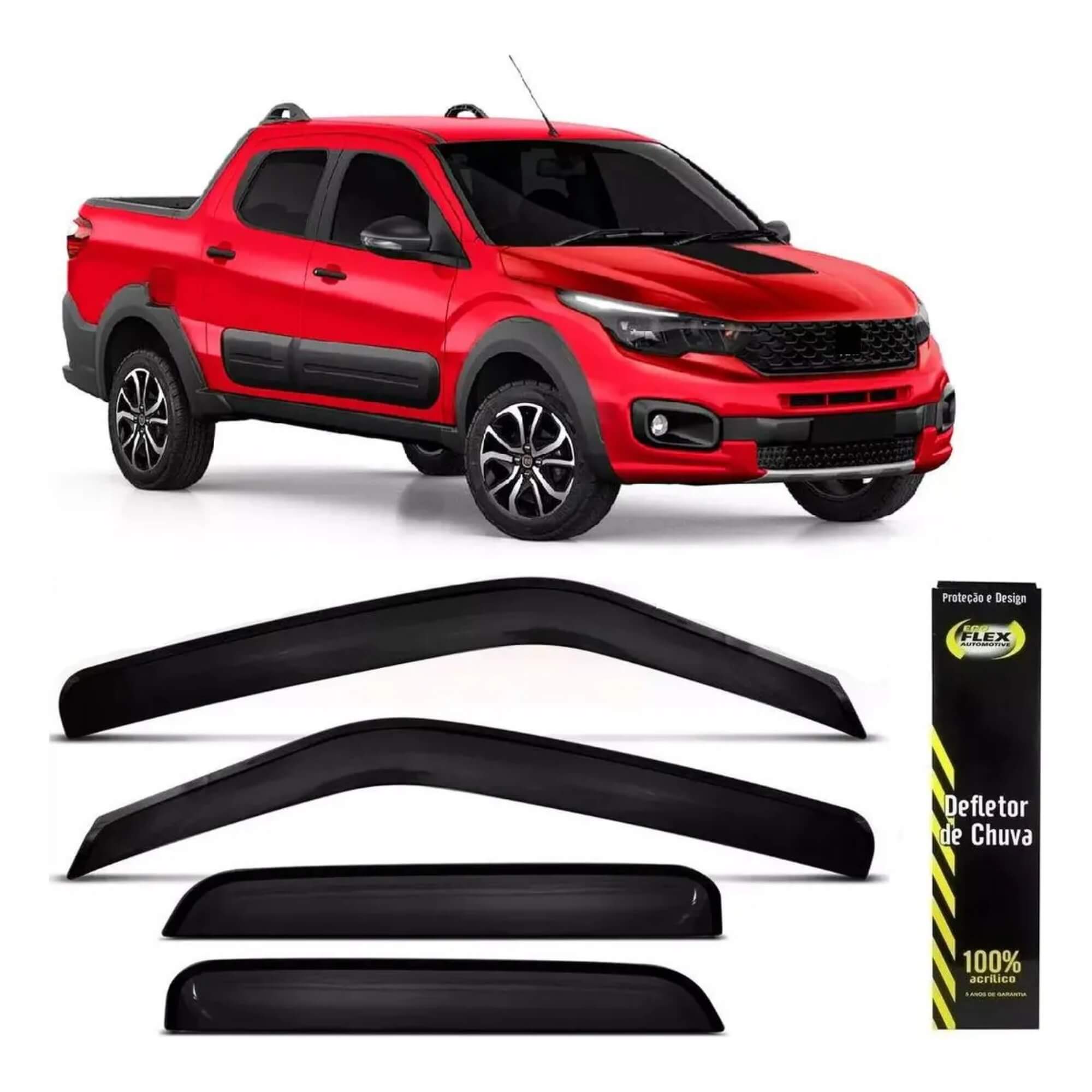 Calha de Chuva Fiat Nova Strada 2020 até 2026 4 Portas Ecoflex - 50019A