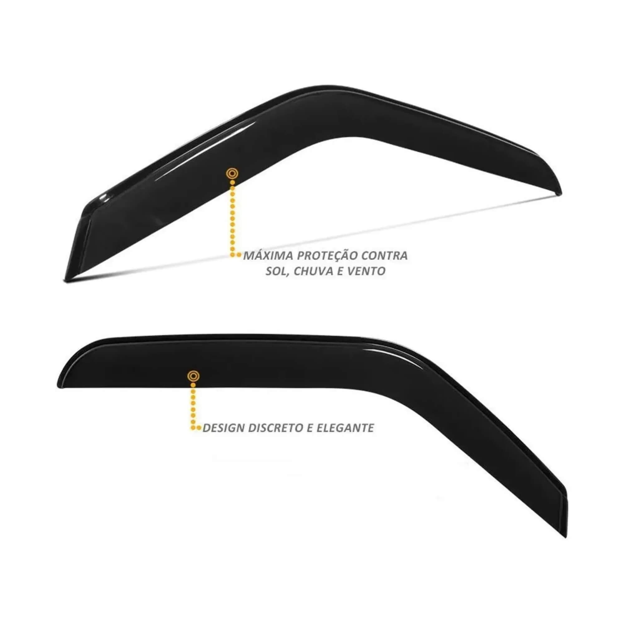 Calha de Chuva Defletor Mobi 2016/2025 4 Portas cor Preto Fumê Ecoflex - 50003A