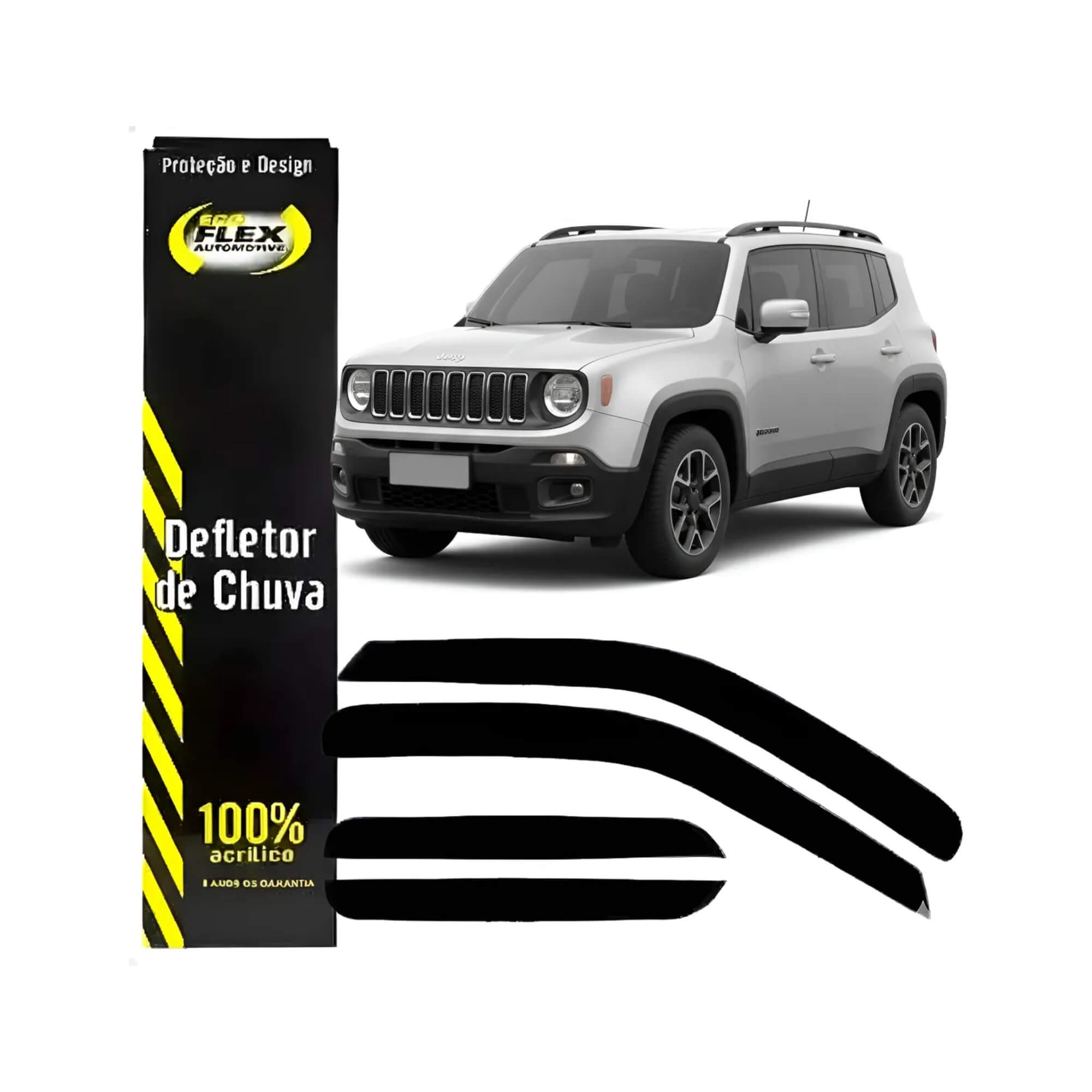 Calha de Chuva Defletor Original Renegade 2015 a 2025 4 Portas Fumê Ecoflex - 25001A