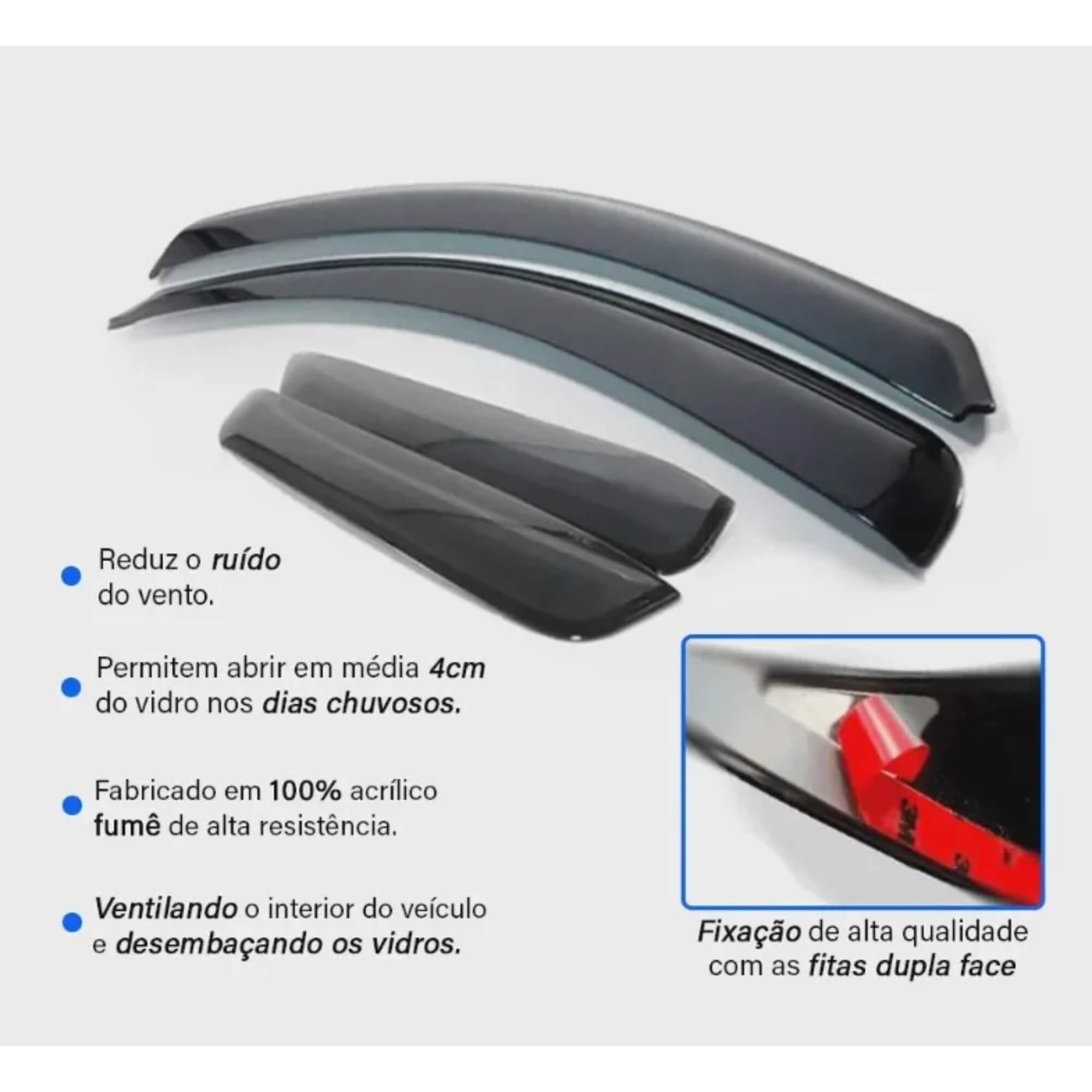 Calha de Chuva Defletor Original Renegade 2015 a 2025 4 Portas Fumê Ecoflex - 25001A