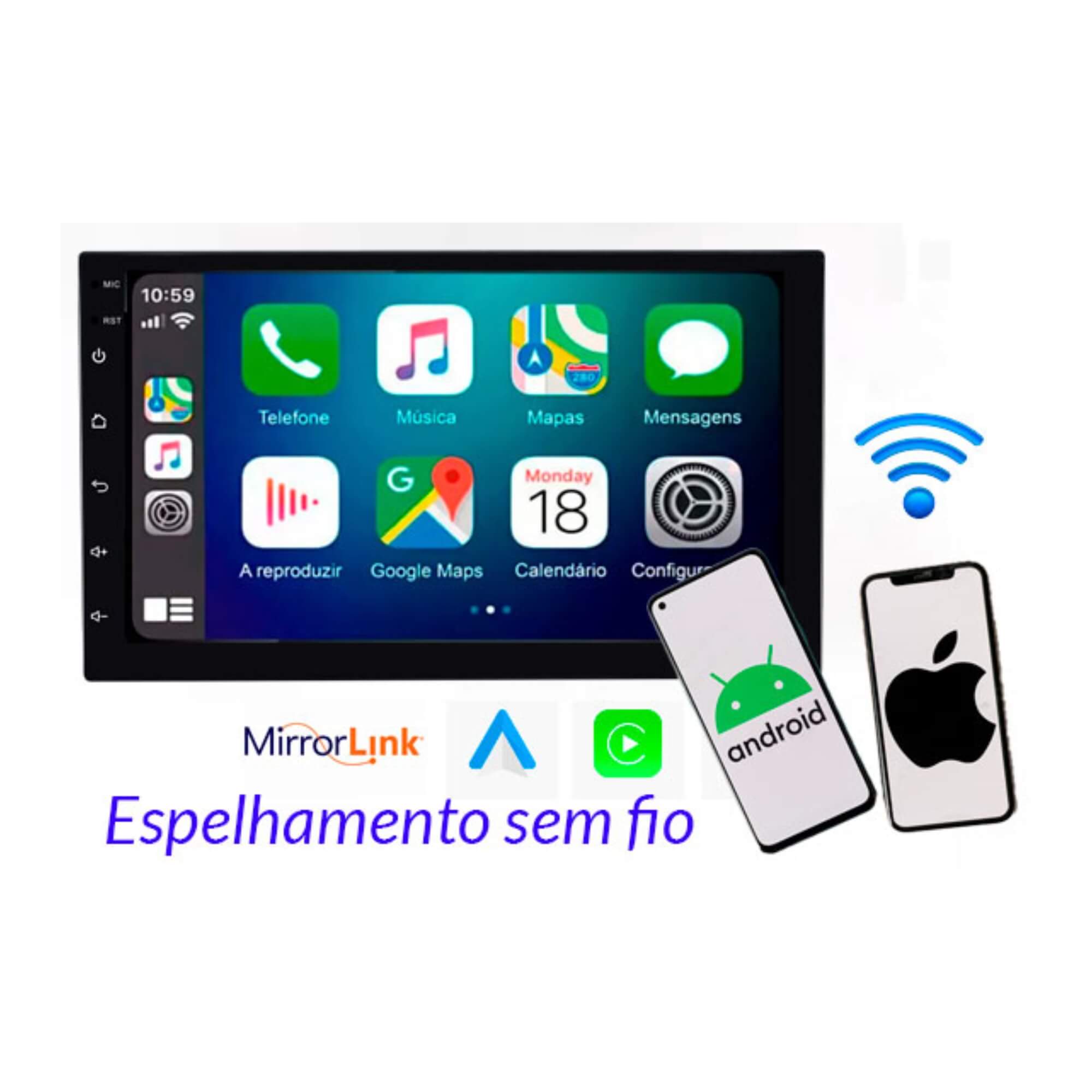 Multimídia MP5 Pro Line Carplay S/ Fio c/ Tela Full Touch 7" IPS Capacitiva Roadstar - RS7200BR MI