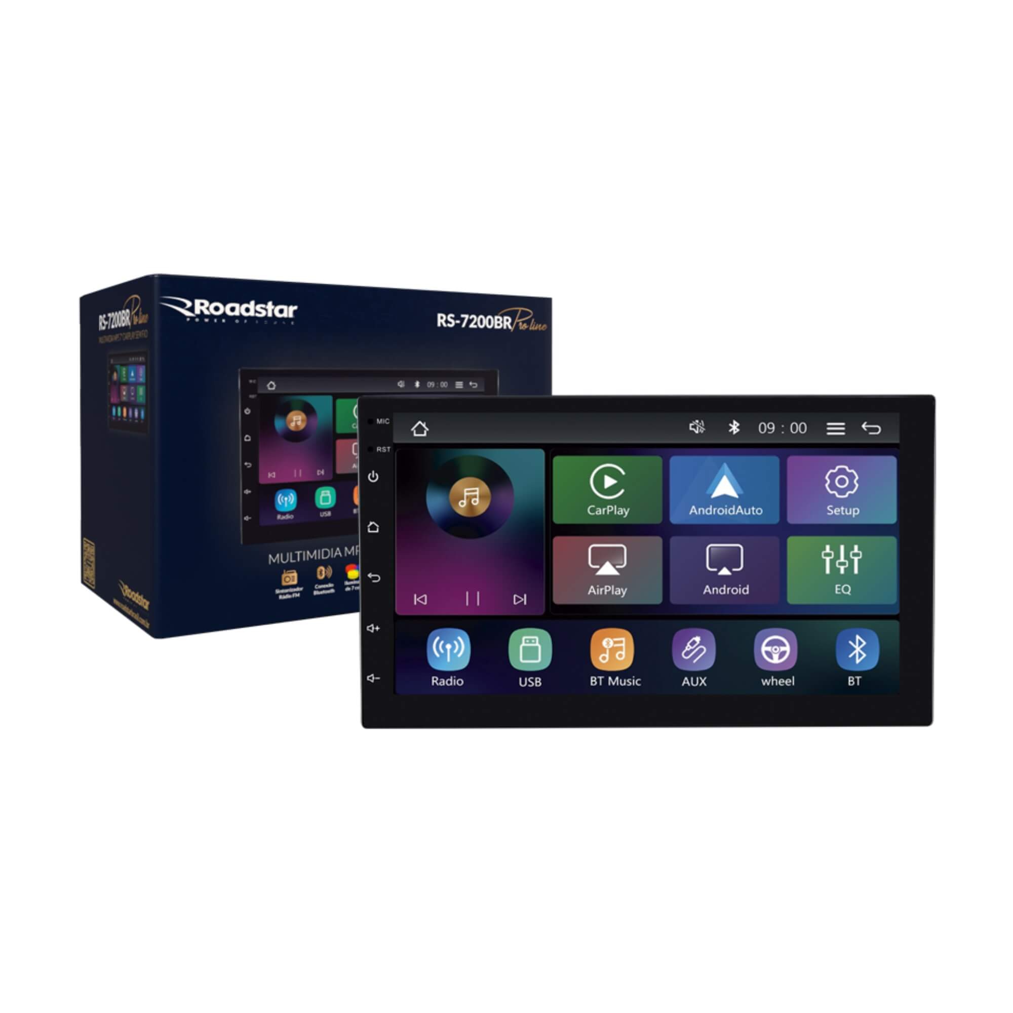 Multimídia MP5 Pro Line Carplay S/ Fio c/ Tela Full Touch 7" IPS Capacitiva Roadstar - RS7200BR MI
