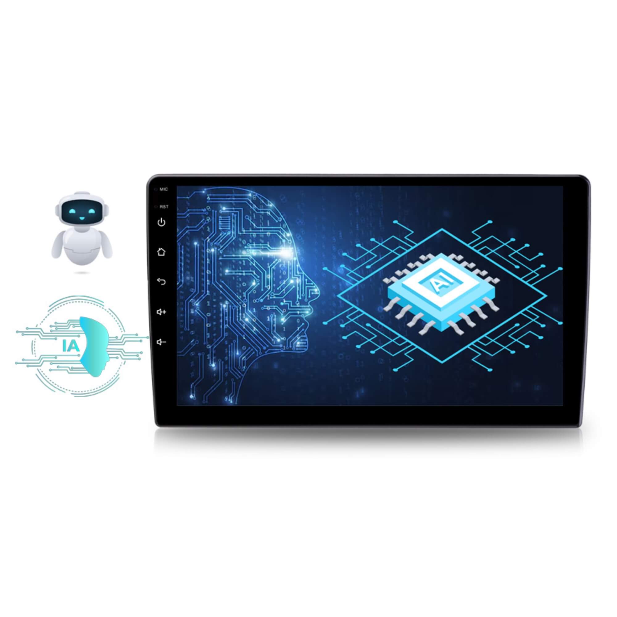 Multimídia Android 9" com IA Octa Core 1.6 Ghz 4 Canais de 50 Watts RMS Roadstar - RS925BR IA MI