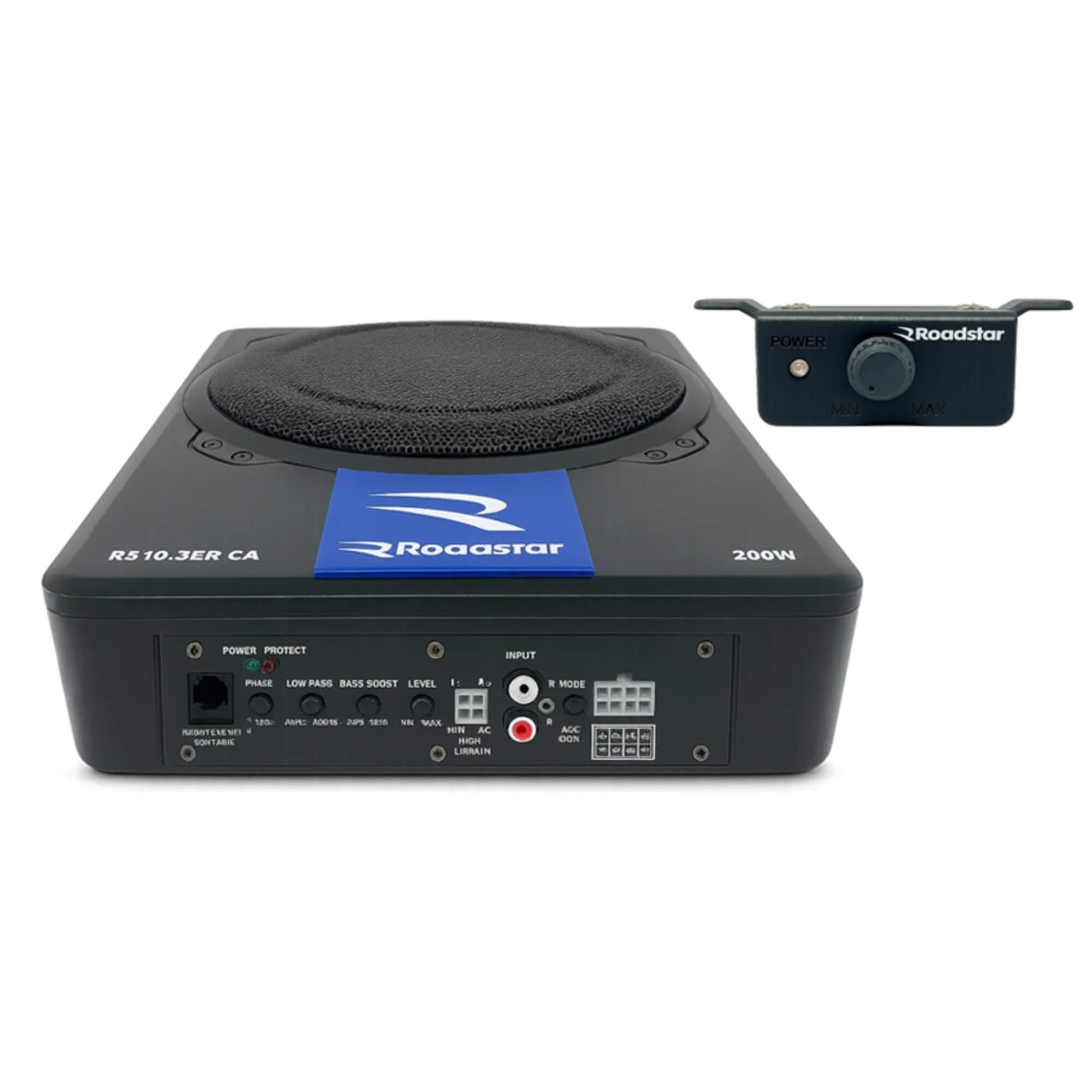Caixa Slim Amplificada SubWoofer Classe AB 10" Pol 200W RMS Roadstar - RS10.3BR MI