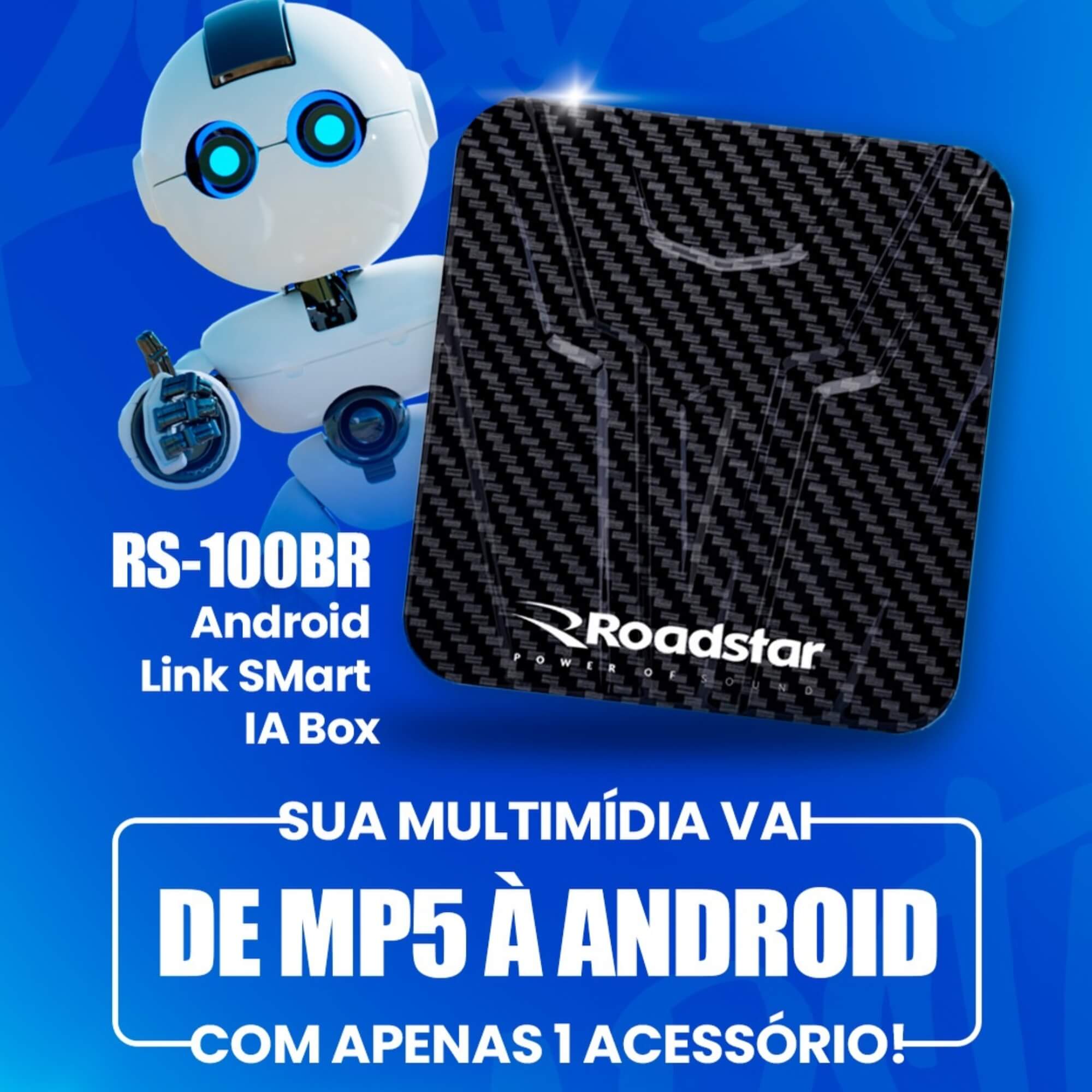 Streaming Box Smart IA Pro Line Octa Core 2.8 Ghz  6+128GB BT, WiFi (2.5G + 5G) e GPS integrado Roadstar - RS100BR
