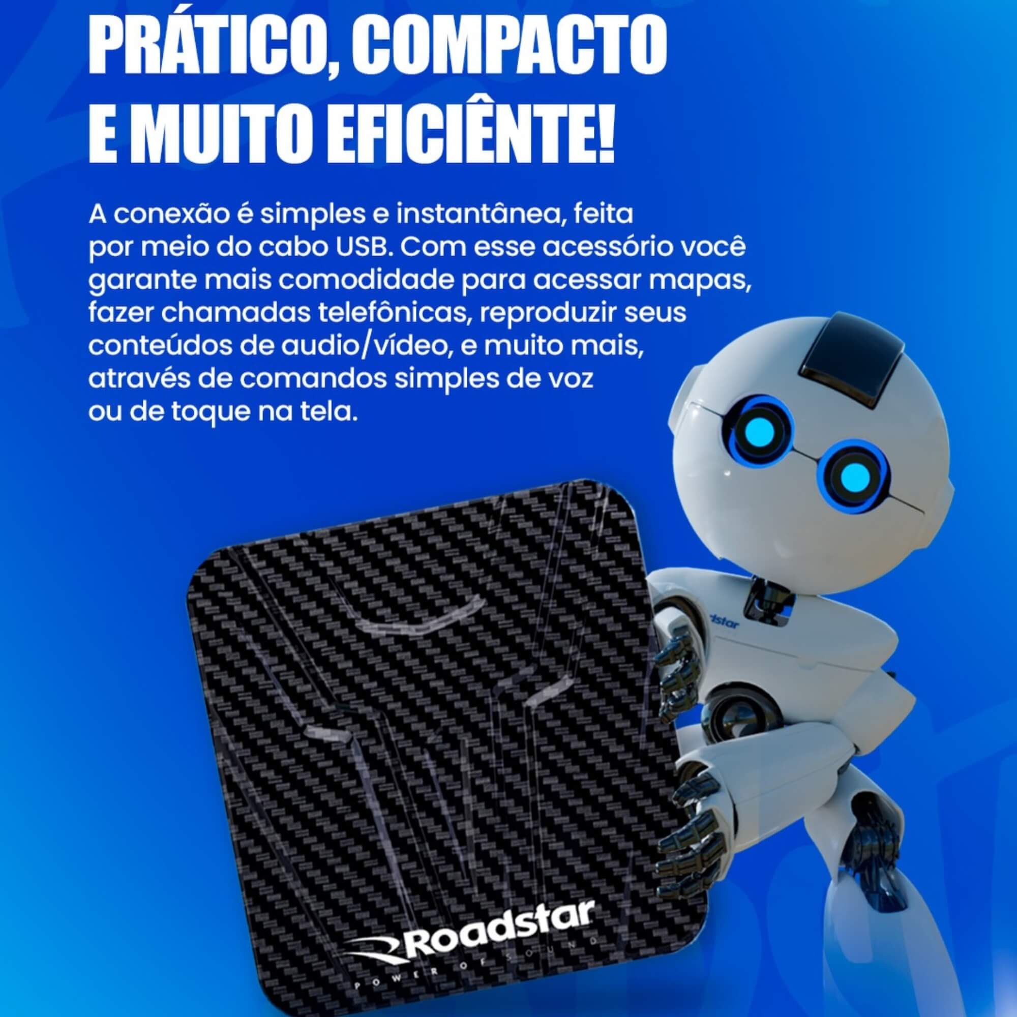 Streaming Box Smart IA Pro Line Octa Core 2.8 Ghz  6+128GB BT, WiFi (2.5G + 5G) e GPS integrado Roadstar - RS100BR