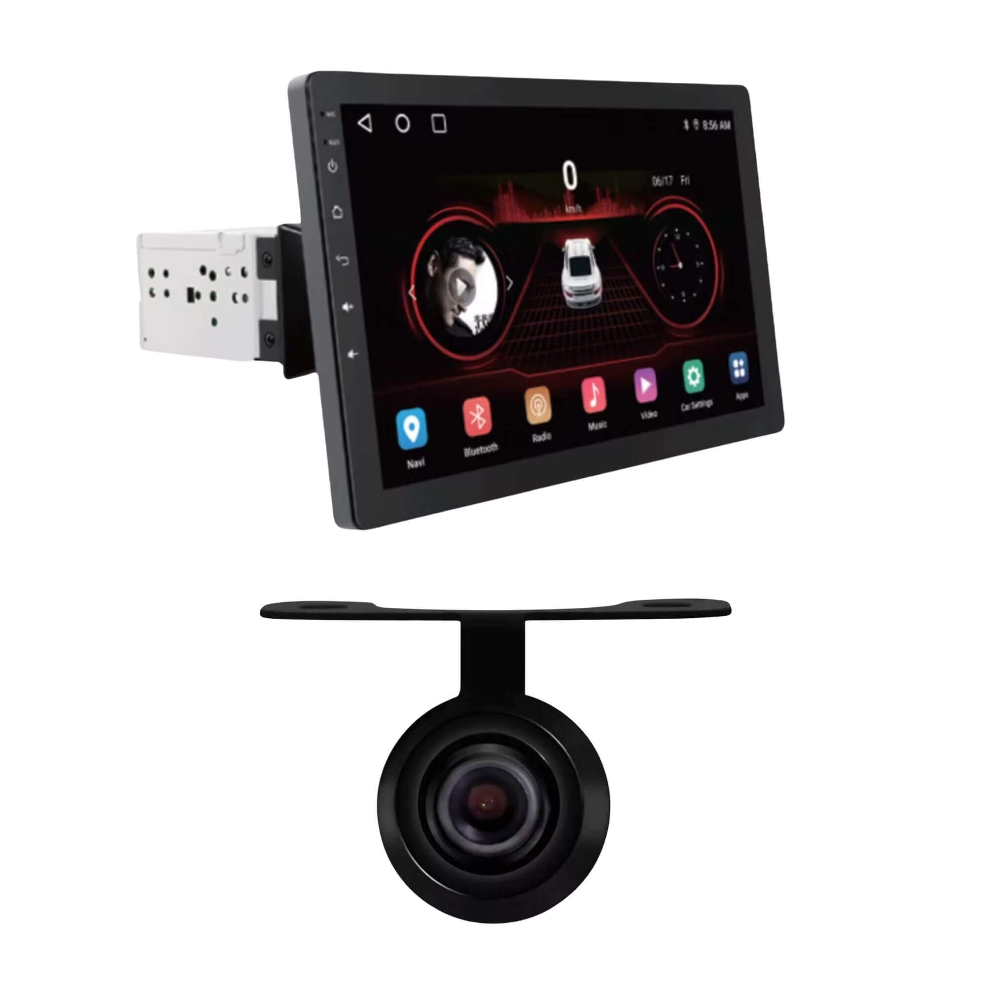 COMP Kit Multimídia H-Tech 10.1" QuadCore 4x60W RMS + Câmera de Ré Borboleta 12V 420 Linhas