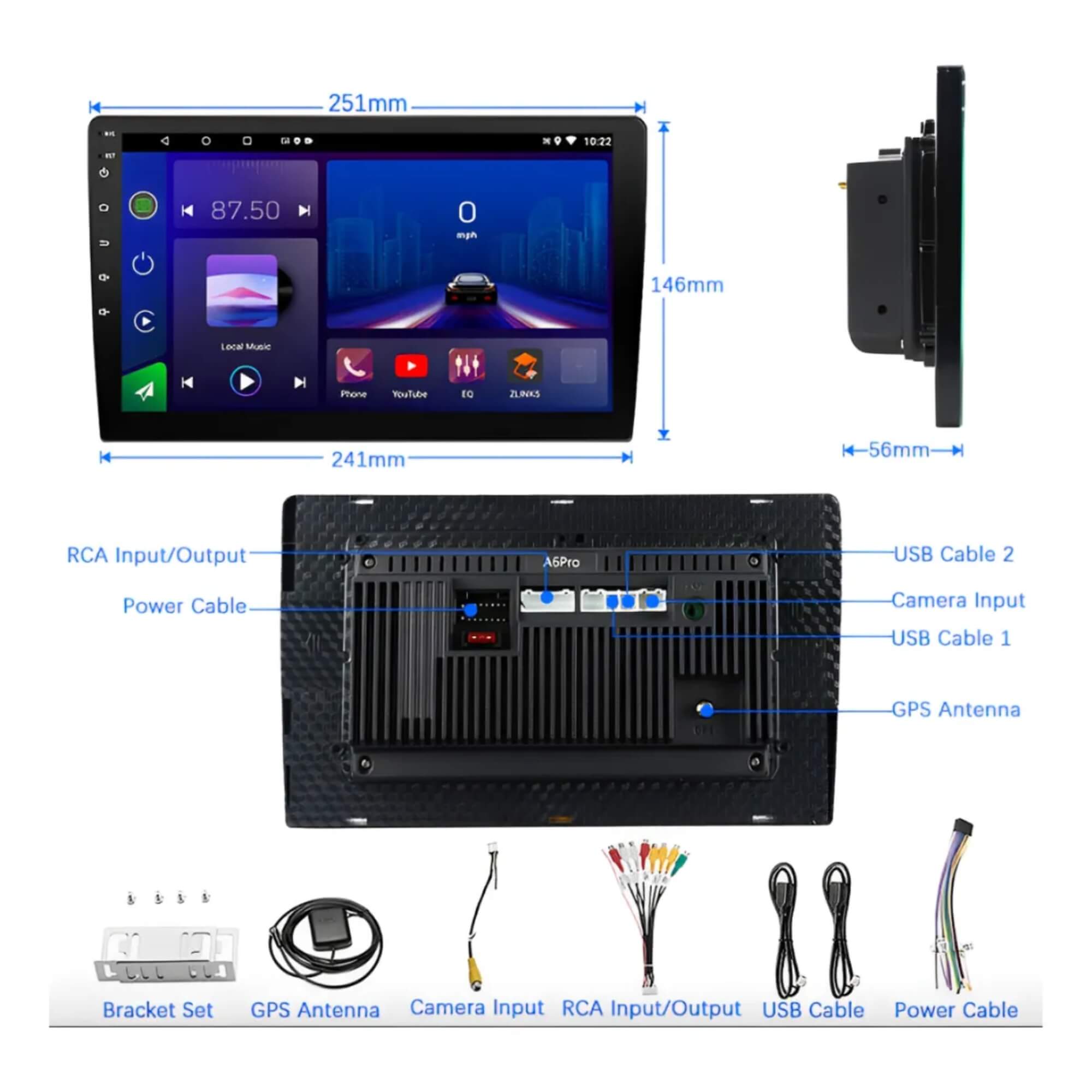 COMP Kit Multimídia  H-Tech Android 13 Slim 9" + Câmera de Ré Borboleta 12V 420 Linhas
