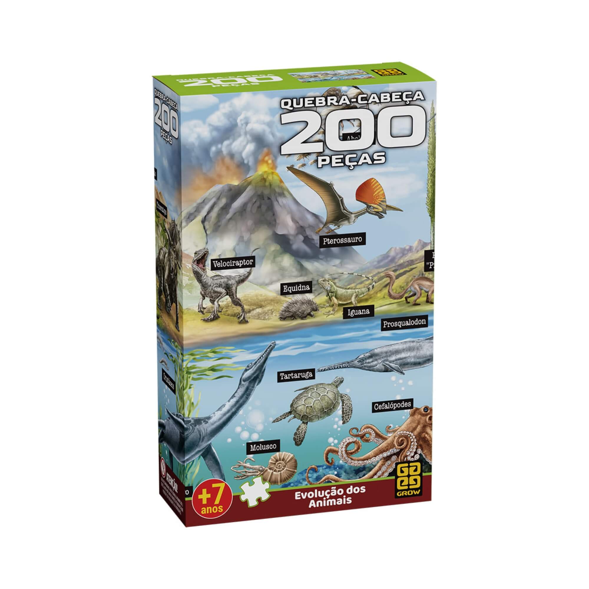 Quebra-cabeça 200 peças Evolução dos Animais +7 Anos Grow - 04933