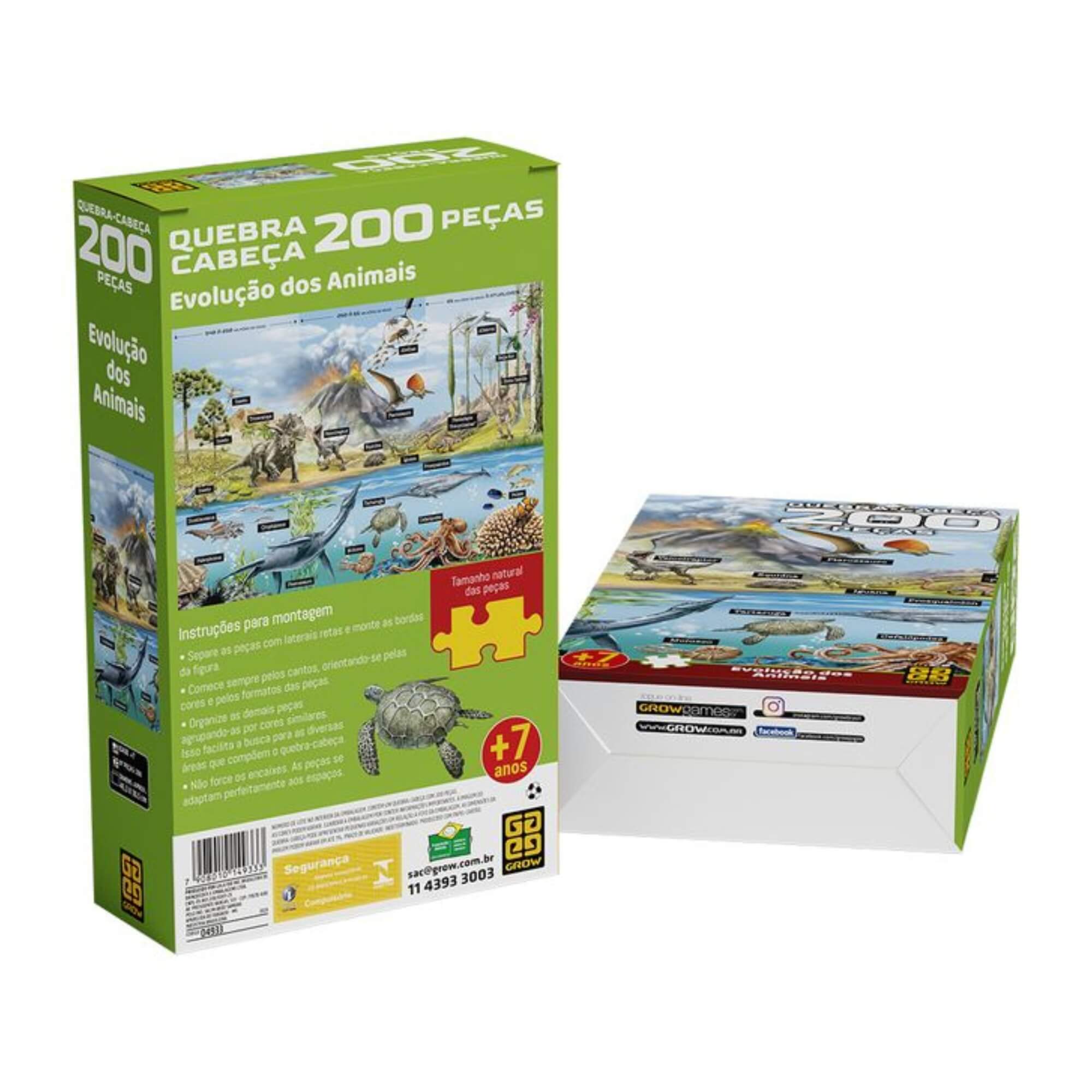 Quebra-cabeça 200 peças Evolução dos Animais +7 Anos Grow - 04933