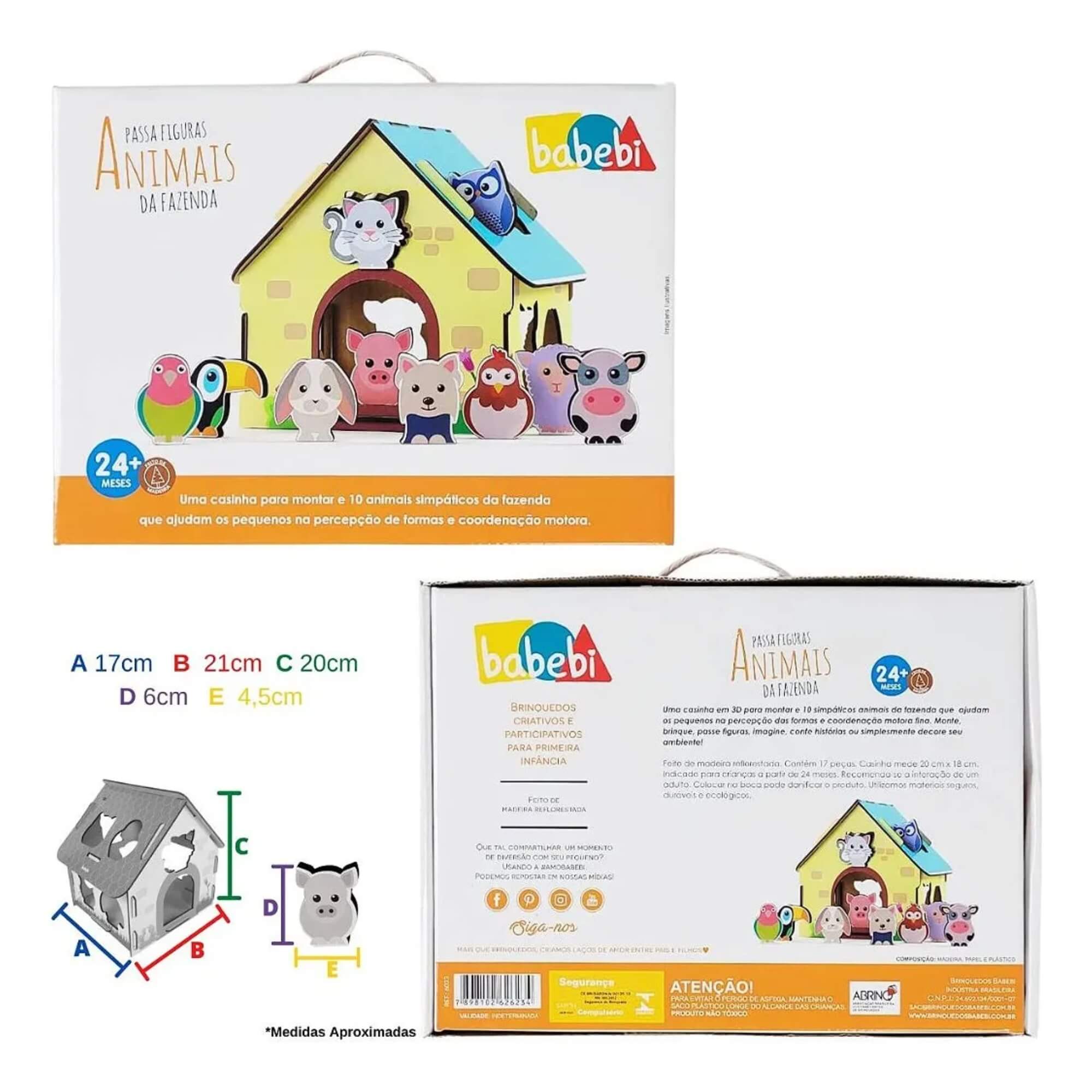 Brinquedo Infantil Educativo Passa Figuras Animais Da Fazendinha Babebi - 6023