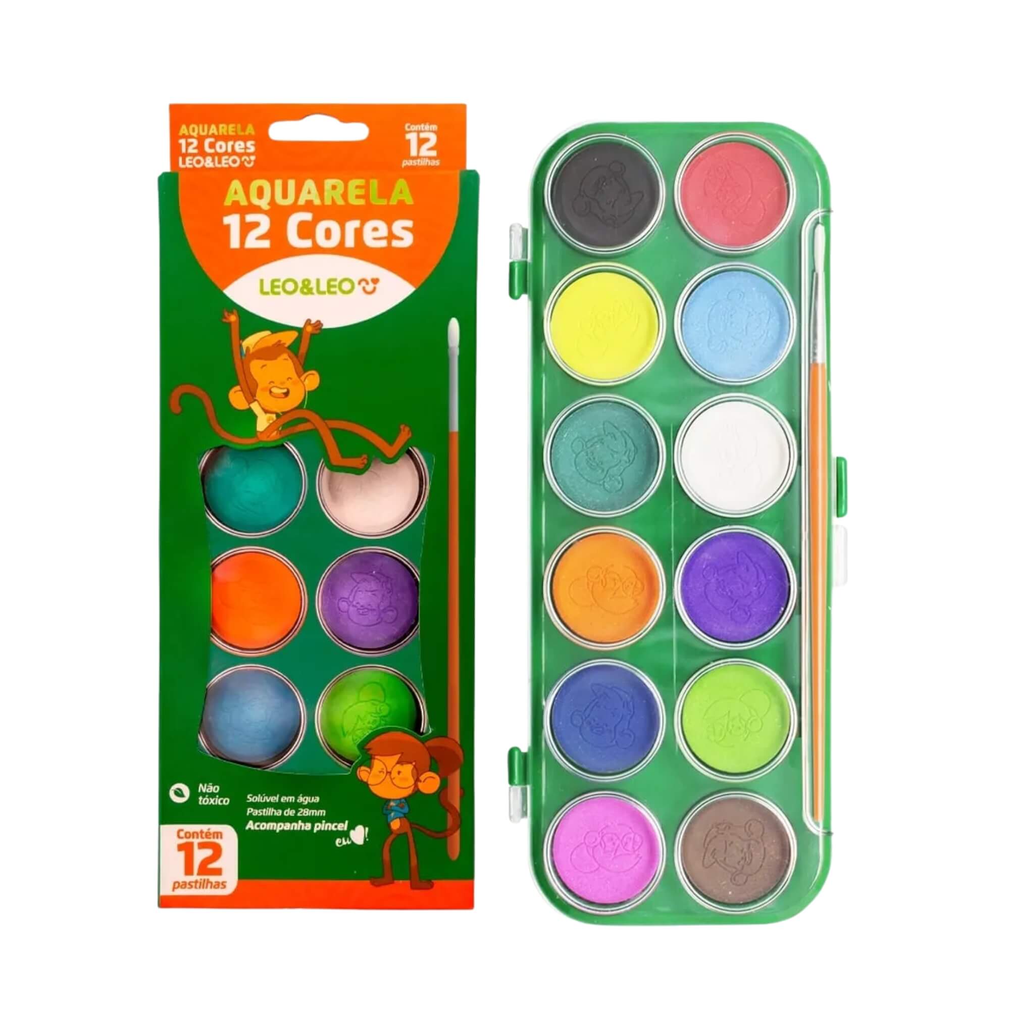 COMP Kit  Aquarela 12 Cores (Pacote com 12 Estojos) Leo&Leo Leonora - 4193