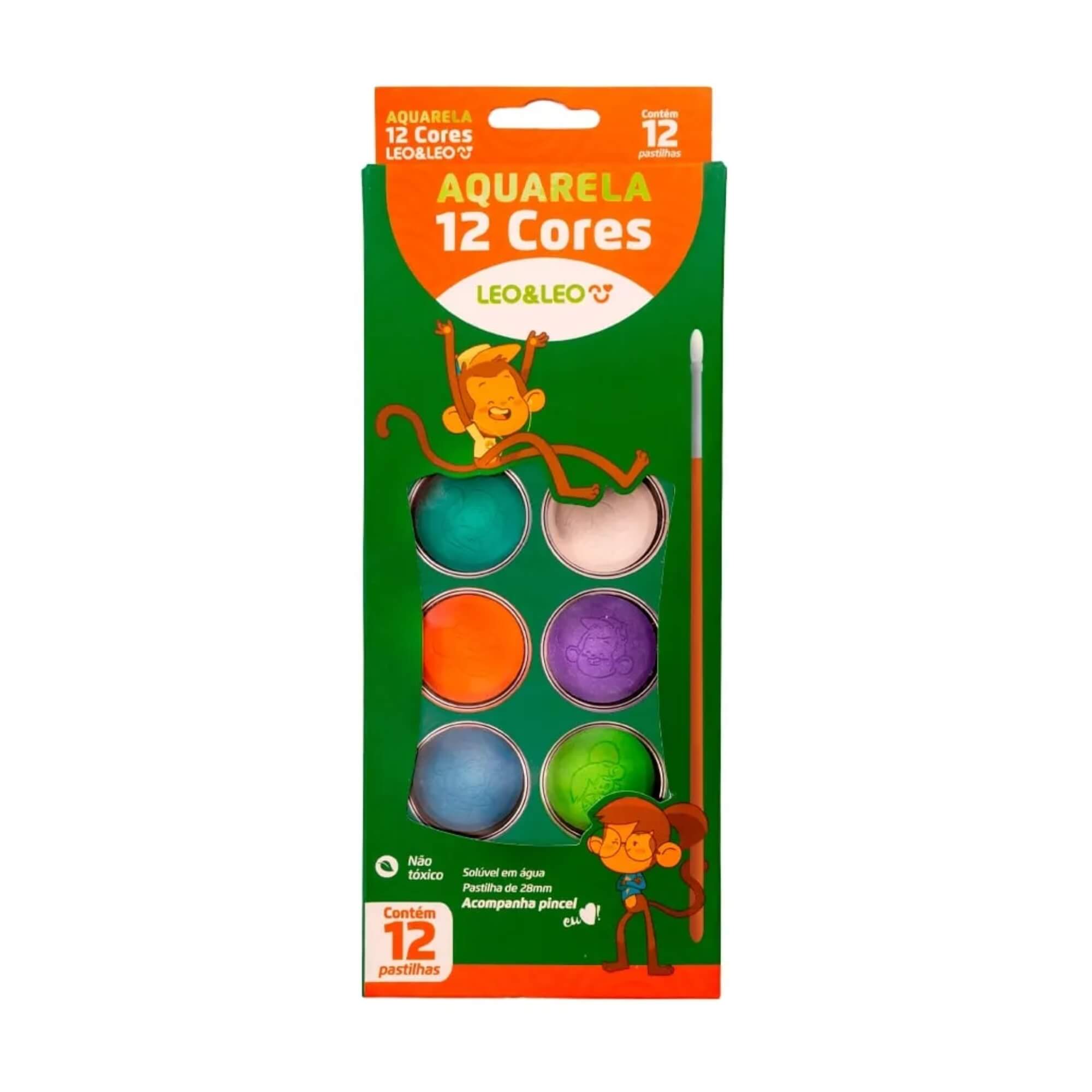COMP Kit  Aquarela 12 Cores (Pacote com 12 Estojos) Leo&Leo Leonora - 4193