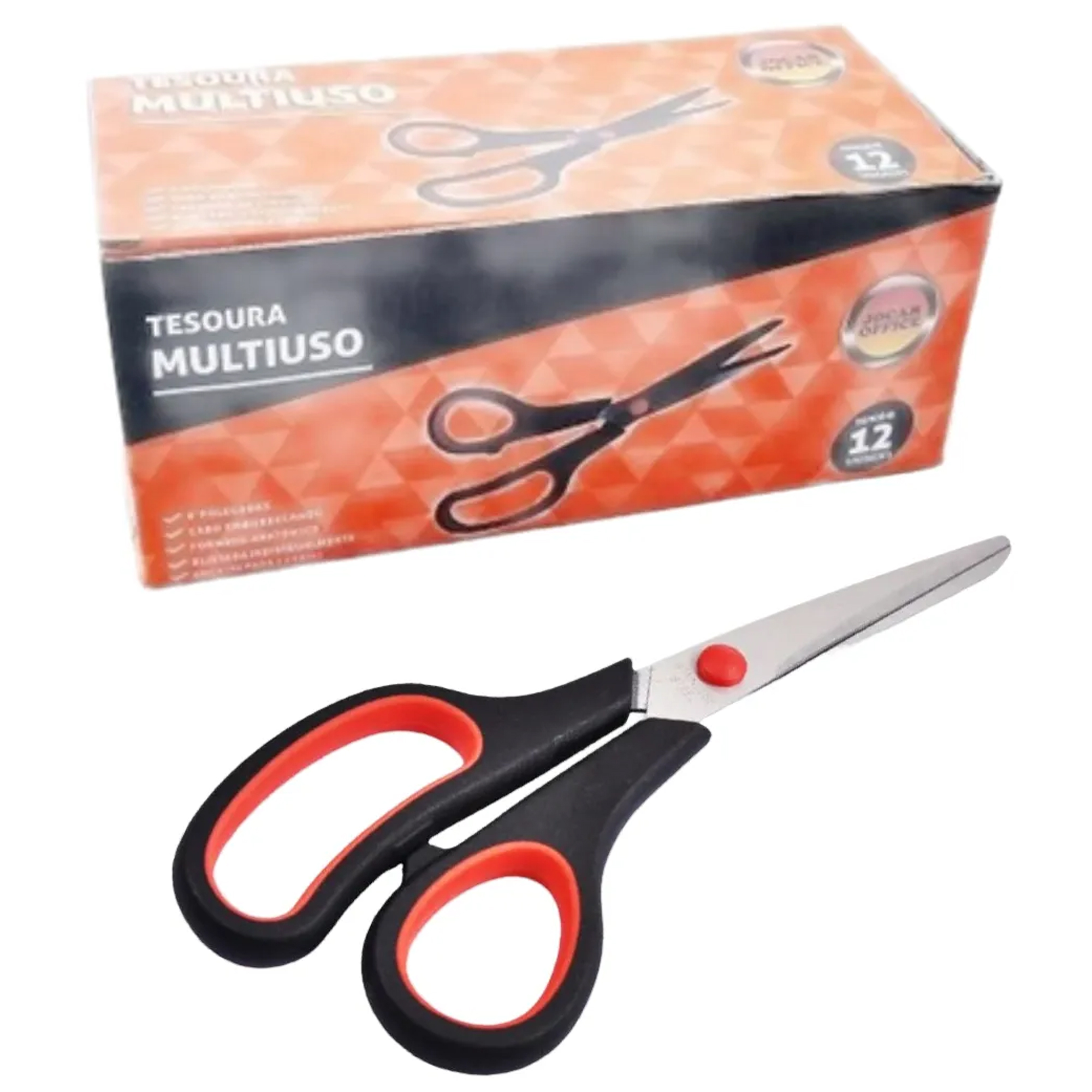 COMP Kit 12 Tesouras Multiuso Inox 6" Polegadas 21cm Jocar Office Leonora - 91014