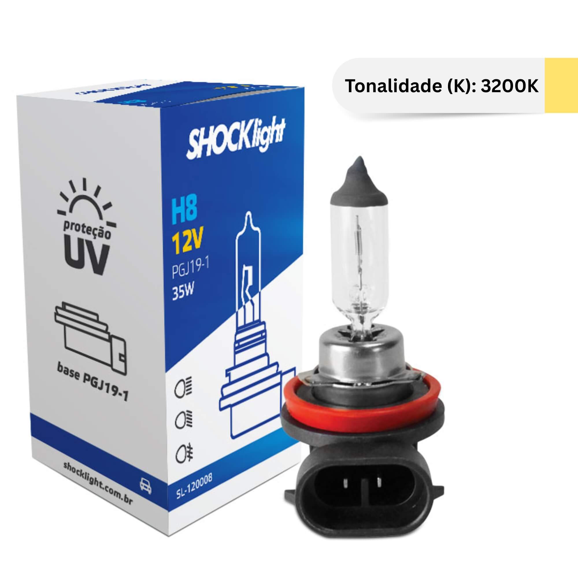 COMP Kit Farol de Milha Creta + Par Lâmpadas Halógena H8
