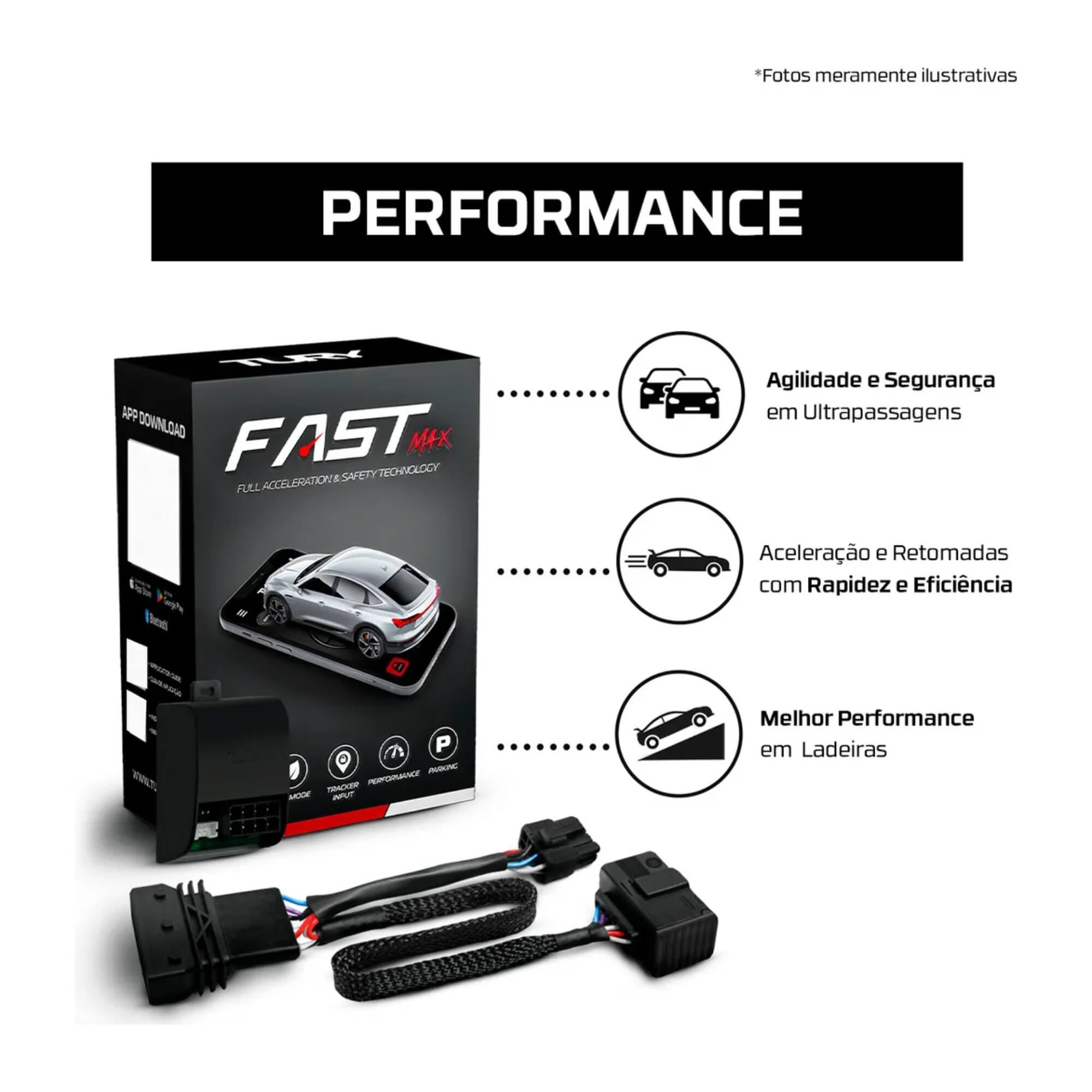 Módulo Acelerador Pedal FAST BT 5.2 c/ App compatível c/ K2500/Bongo/K2700 Tury - FAST MAX 5.0 BA