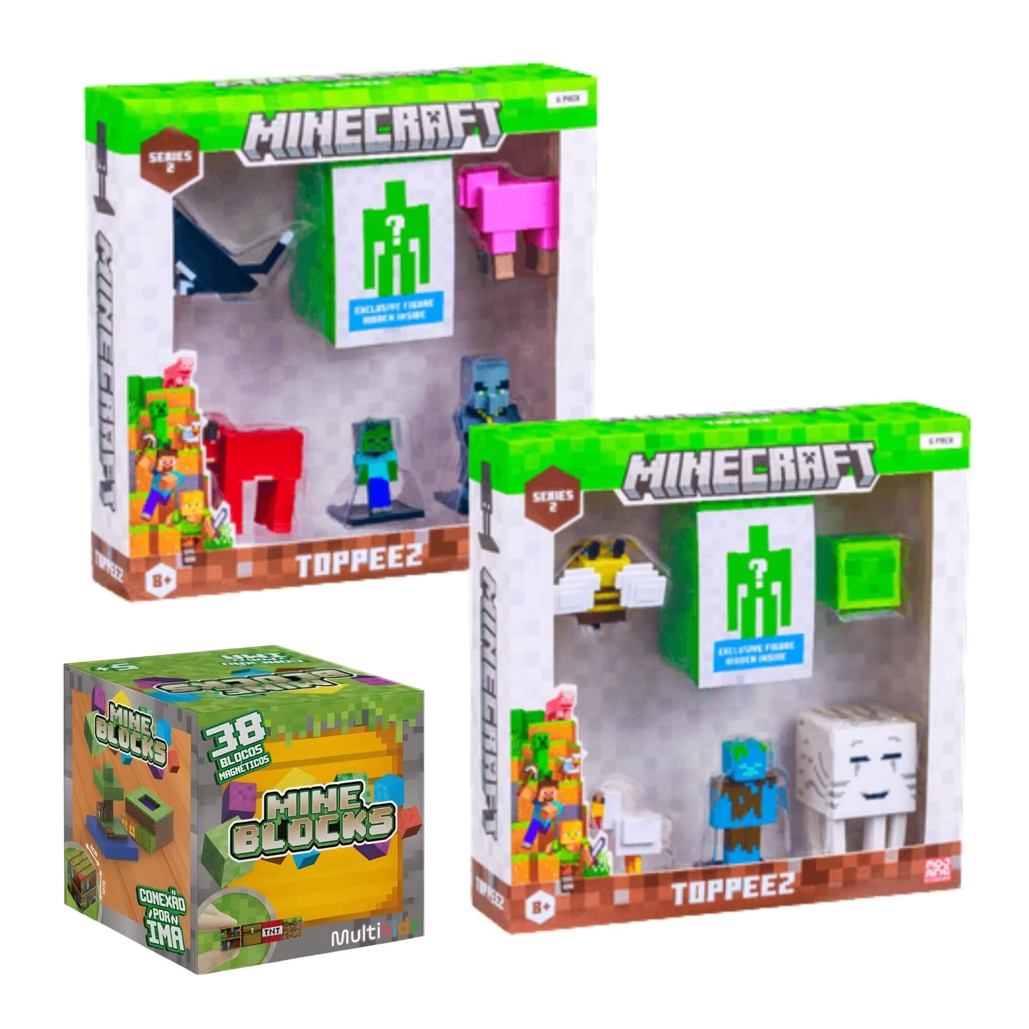 COMP Kit 38 Blocos Magnéticos + 6 Bonecos Minecraft - Sortido