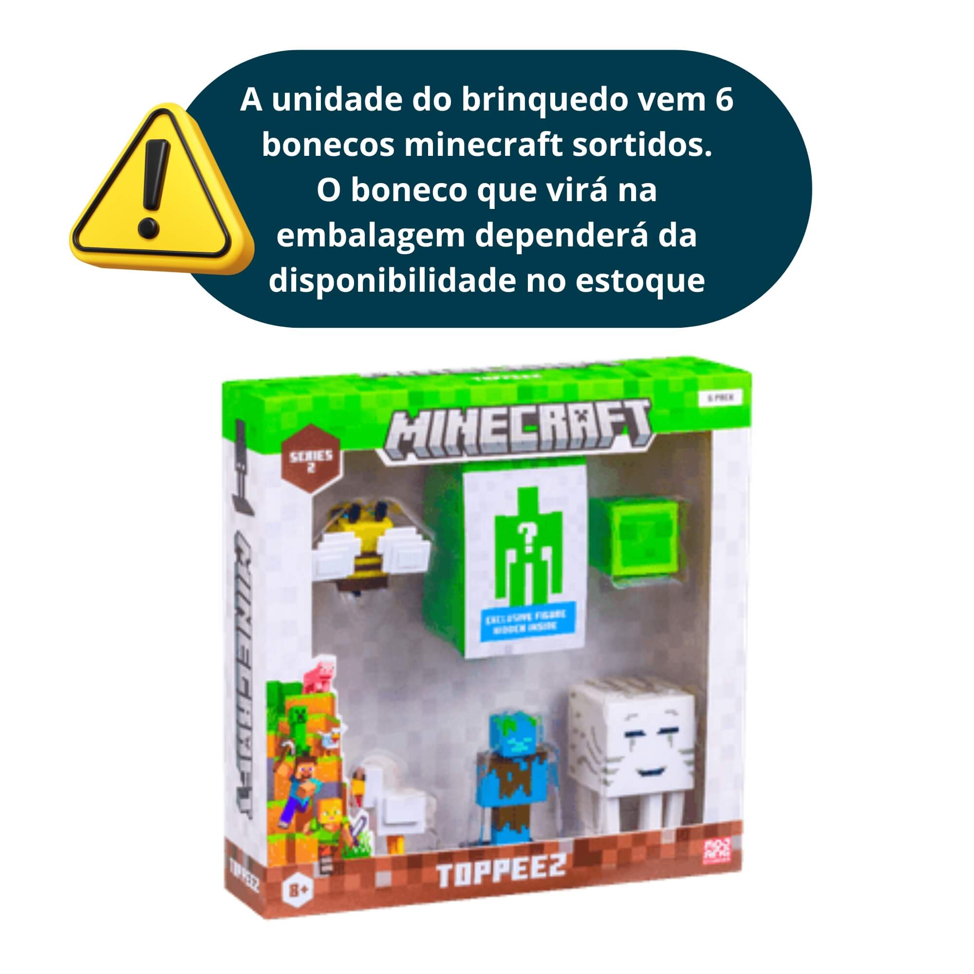 COMP Kit 80 Blocos Magnéticos + 6 Bonecos Minecraft - Sortido