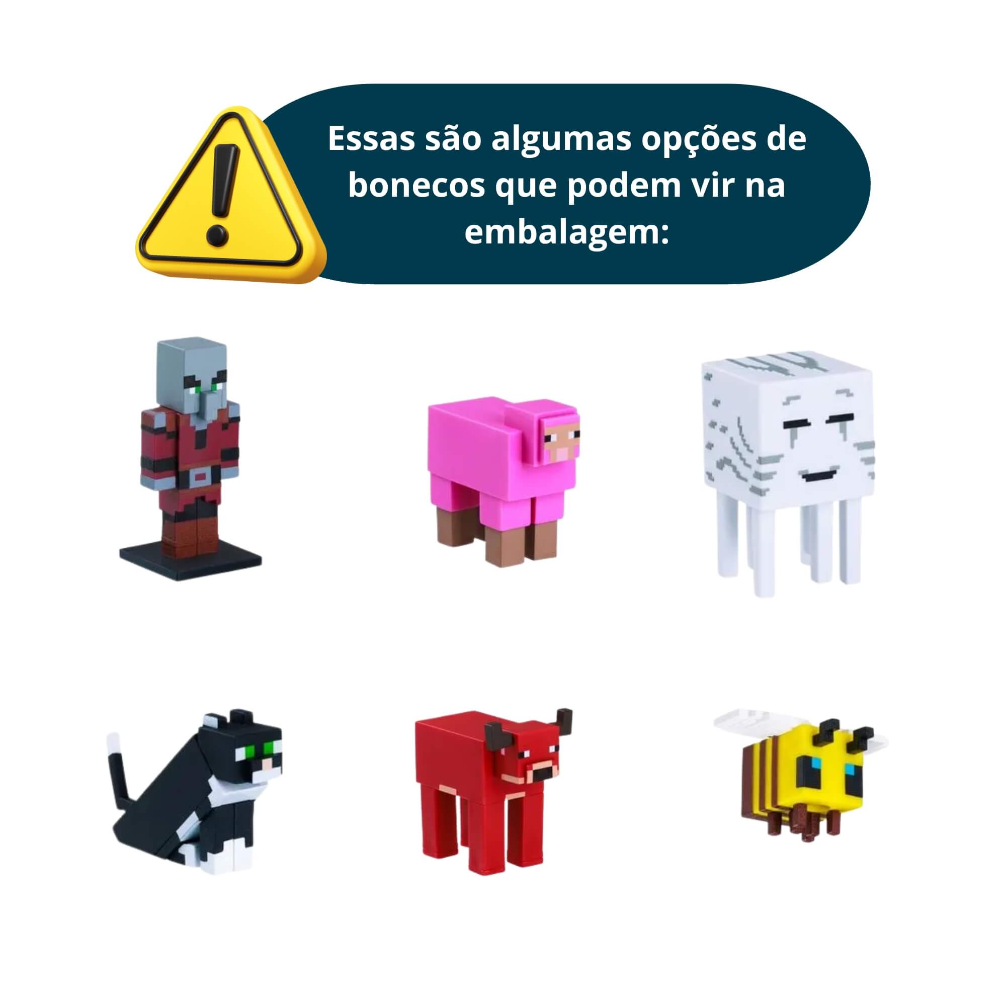 COMP Kit Conjunto Ilha 64 Blocos Magnéticos + 6 Bonecos Minecraft - Sortido