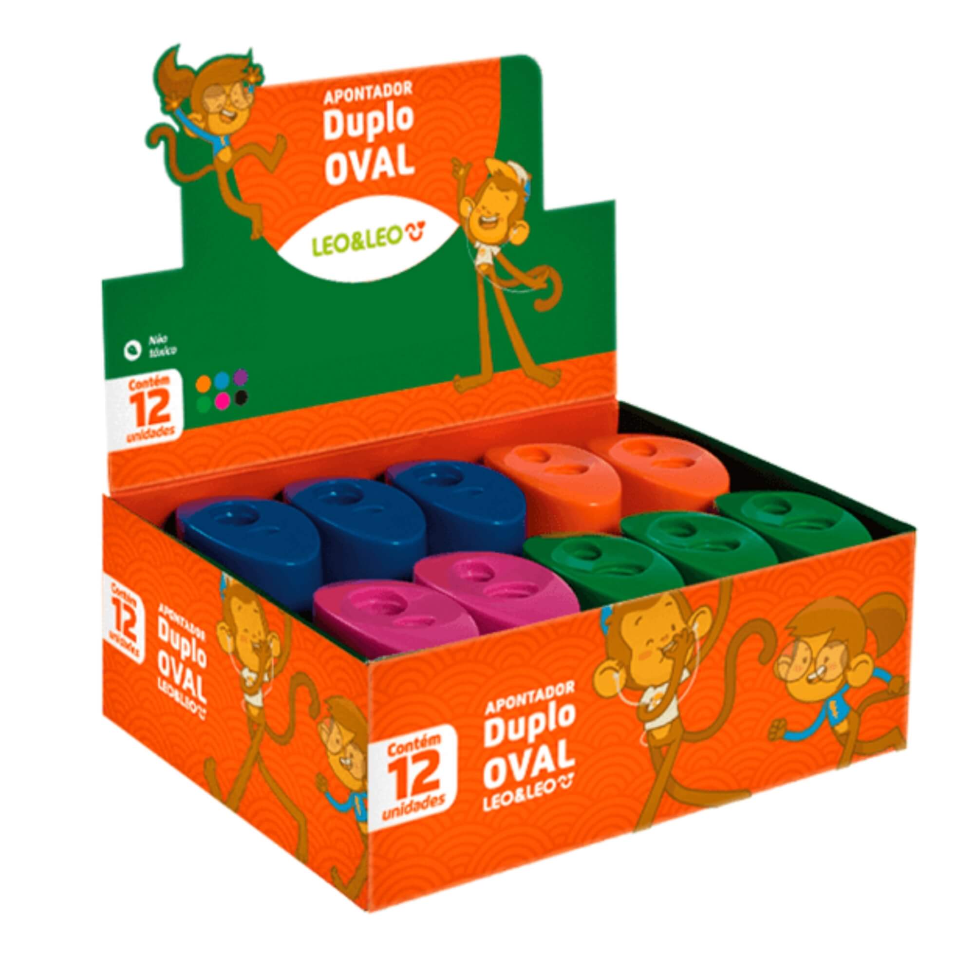 Apontador Duplo Oval com Depósito Caixa com 12 unidades Leonora Leo&Leo- 4534