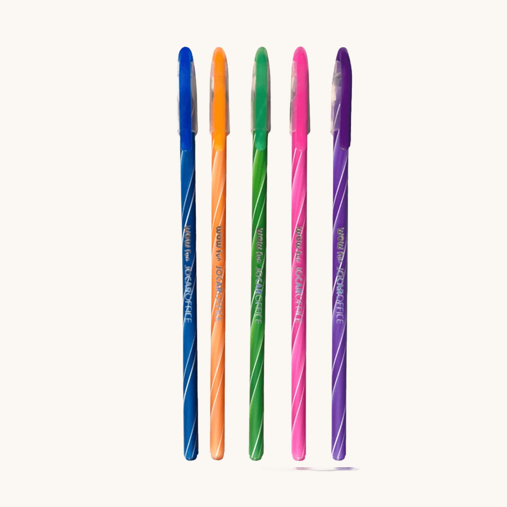 Caneta Esferográfica Perfumada Wow Fun Ponta 0.7 - Estojo com 5 unidades Leonora - 10295