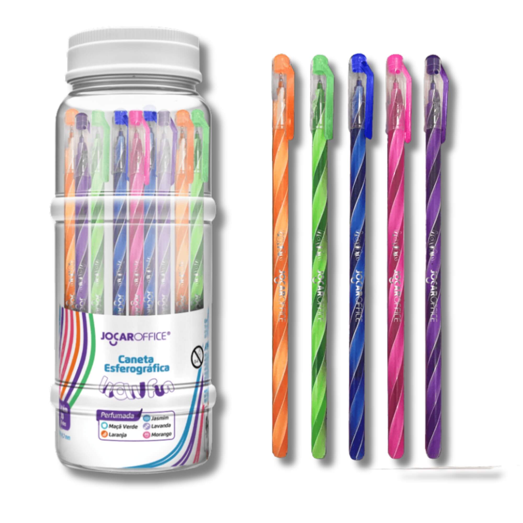 Caneta Esferográfica Perfumada WOW Fun Ponta 0.7 Pote com 50und Leonora Jocar Office - 10296