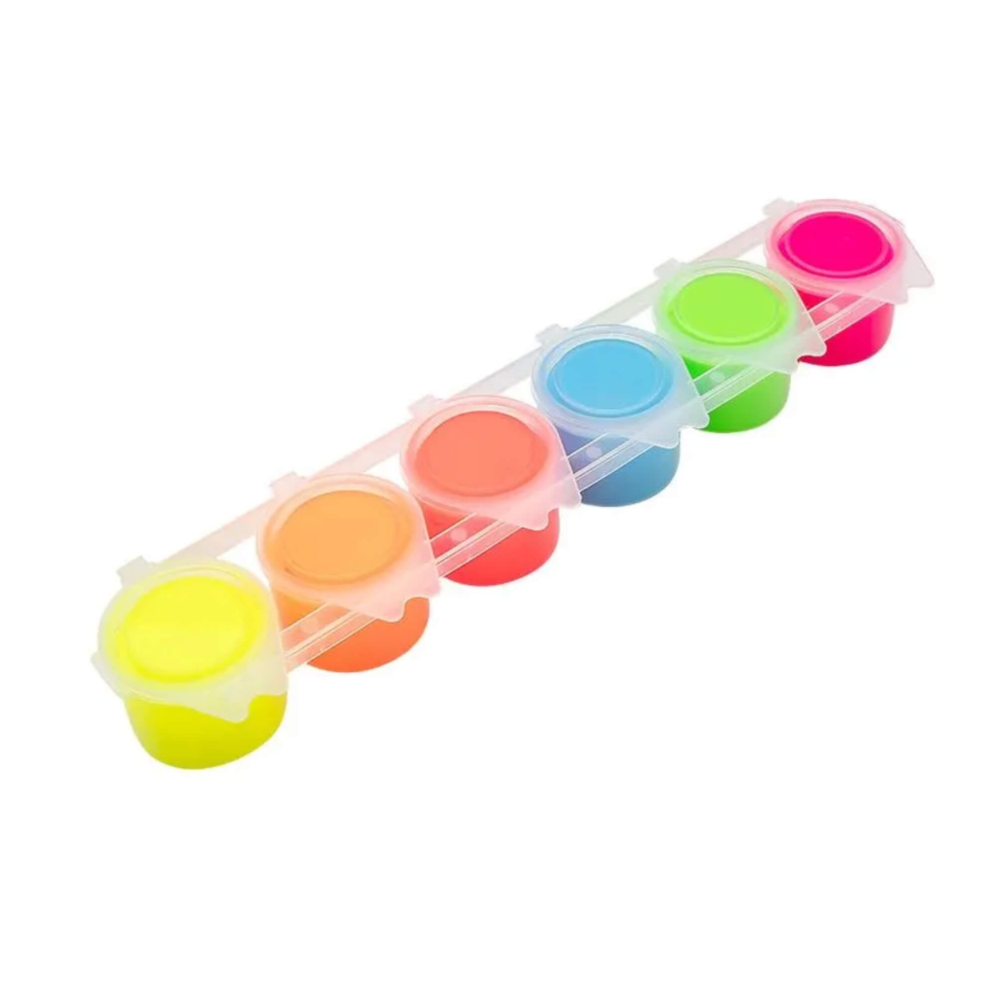 Caixa com 6 Cores de Tinta Guache Neon 15ml Por Pote Leonora Leo&Leo - 10603