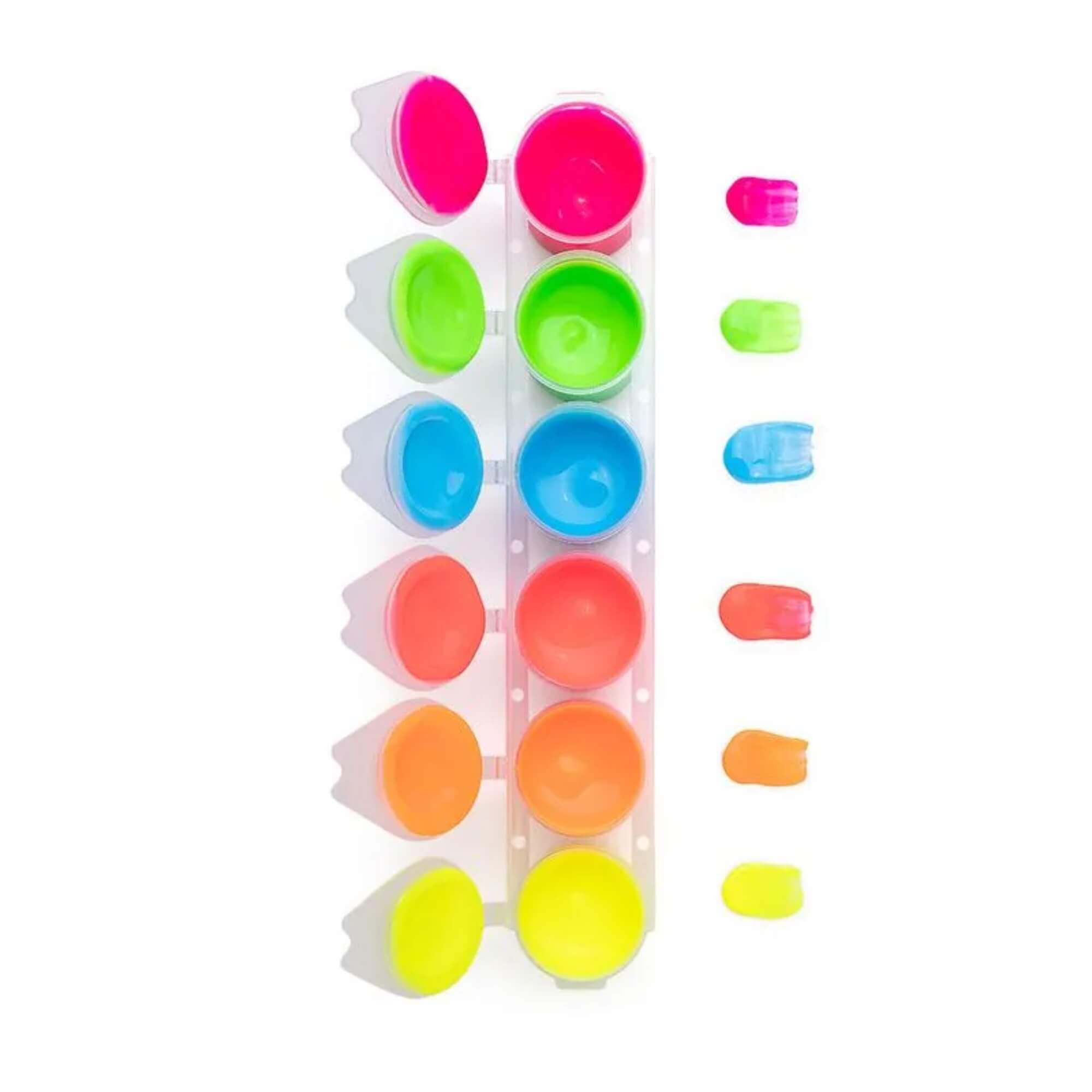 Caixa com 6 Cores de Tinta Guache Neon 15ml Por Pote Leonora Leo&Leo - 10603